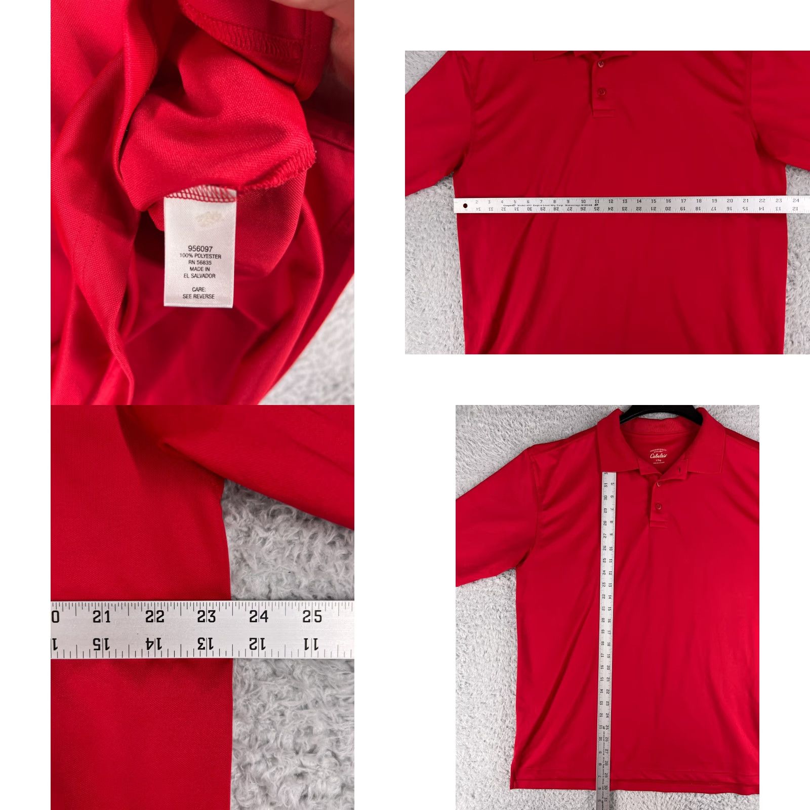 Vintage Cabela's Polo Shirt Mens Red Large Short Sleeve Knit 100% Polyester Polo Shirt Red Large Mens Size US XL / EU 56 / 4 - 8 Thumbnail