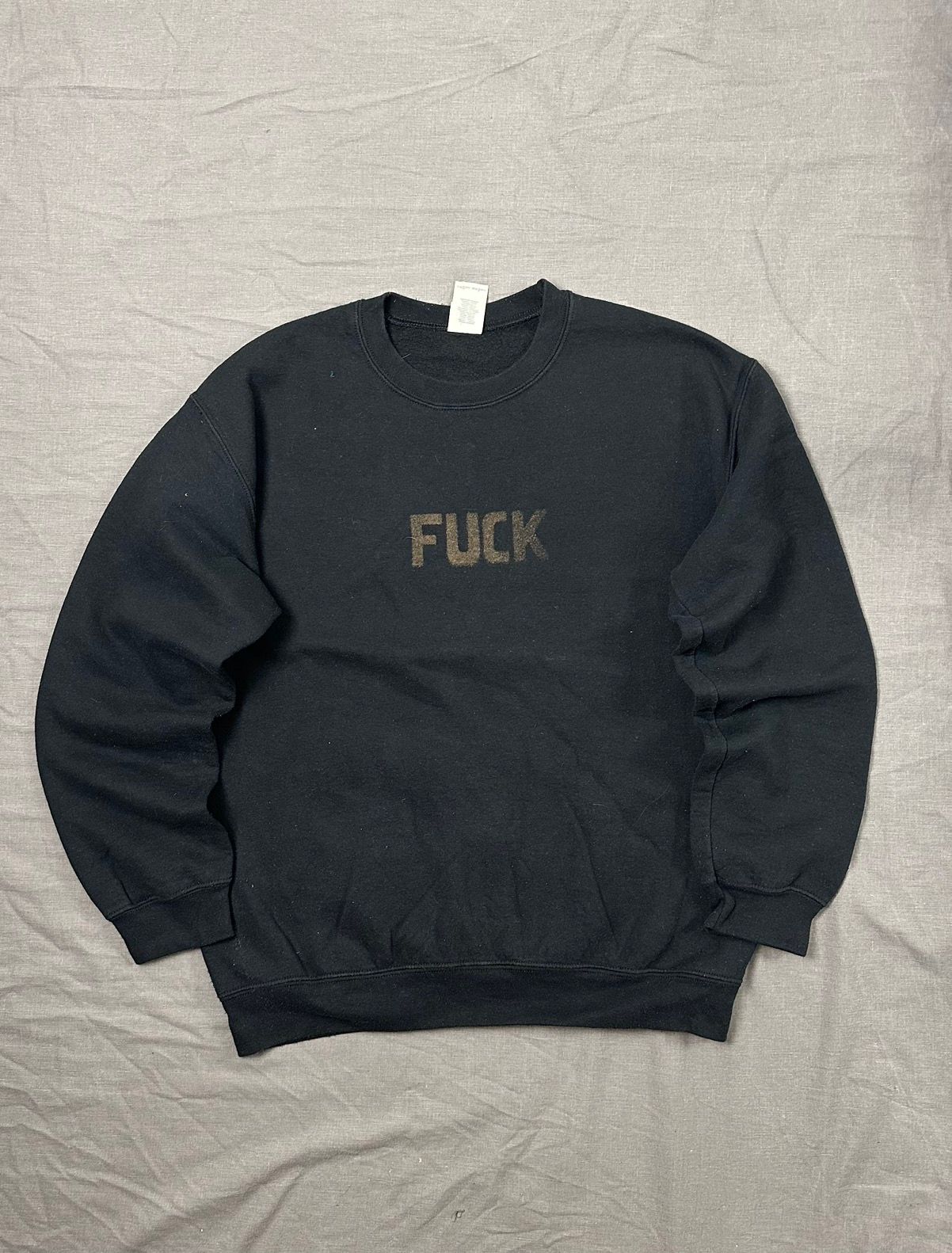 Pre-owned Avant Garde X Vintage Faded Sweatshirt Fuck Logo Y2k In Black