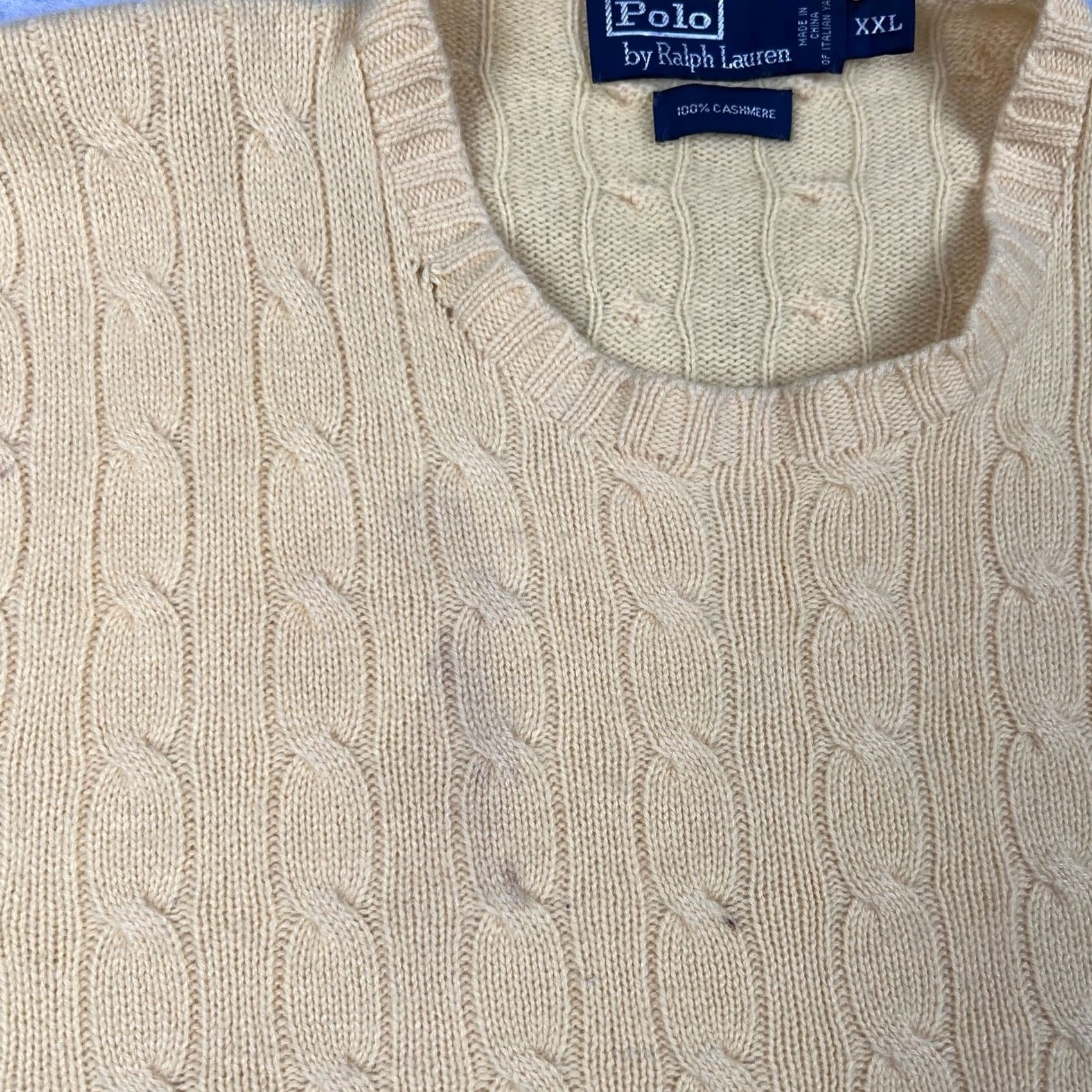 Polo Ralph Lauren Polo Ralph Lauren 100% Cashmere Cable Knit Crew Sweater 2XL Mens Yellow READ Size US XXL / EU 58 / 5 - 5 Thumbnail