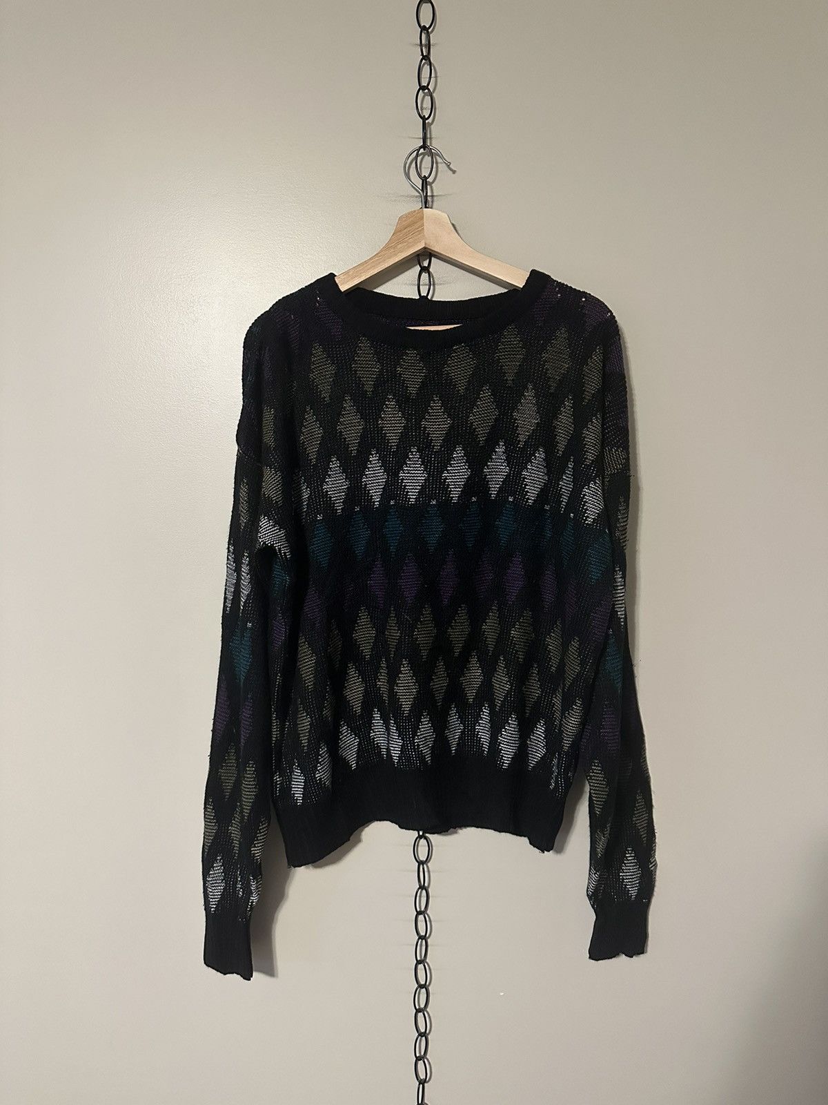 Vintage Vintage Colourful Diamond Striped Sweater Size XL Size US XL / EU 56 / 4 - 1 Thumbnail