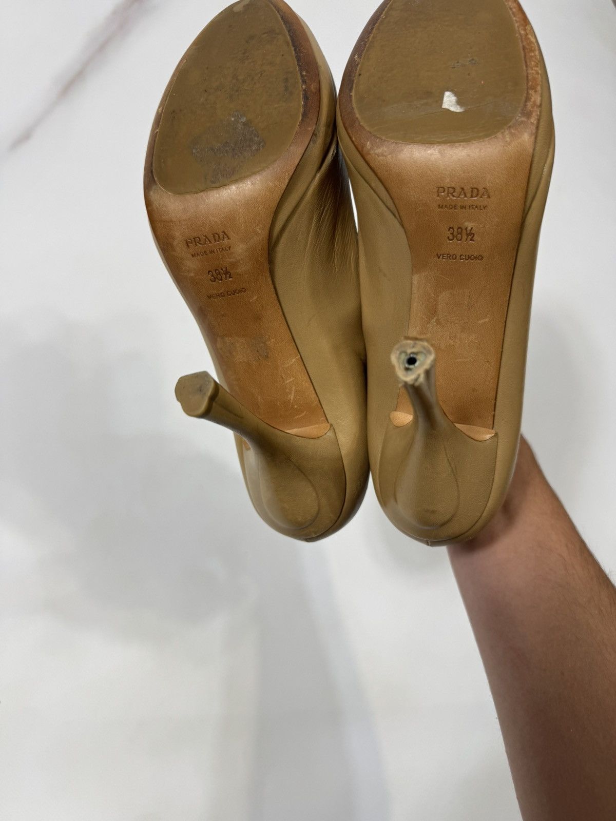 Prada Prada Nude Patent Leather Hight Heels Size US 7 / IT 37 - 6 Thumbnail
