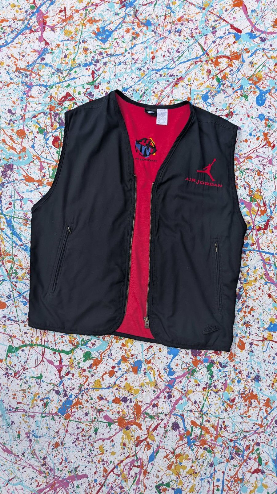 Nike Vintage 90s Nike air Jordan vest gilet sleeveless black red Size US S / EU 44-46 / 1 - 1 Thumbnail
