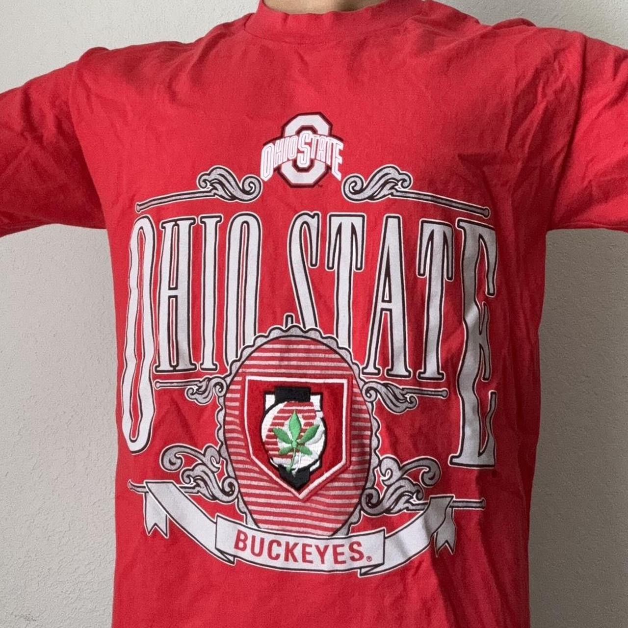 Nutmeg × Vintage Vintage 1990s Nutmeg Ohio State Buckeyes Graphics Red Tee Size US L / EU 52-54 / 3 - 3 Thumbnail