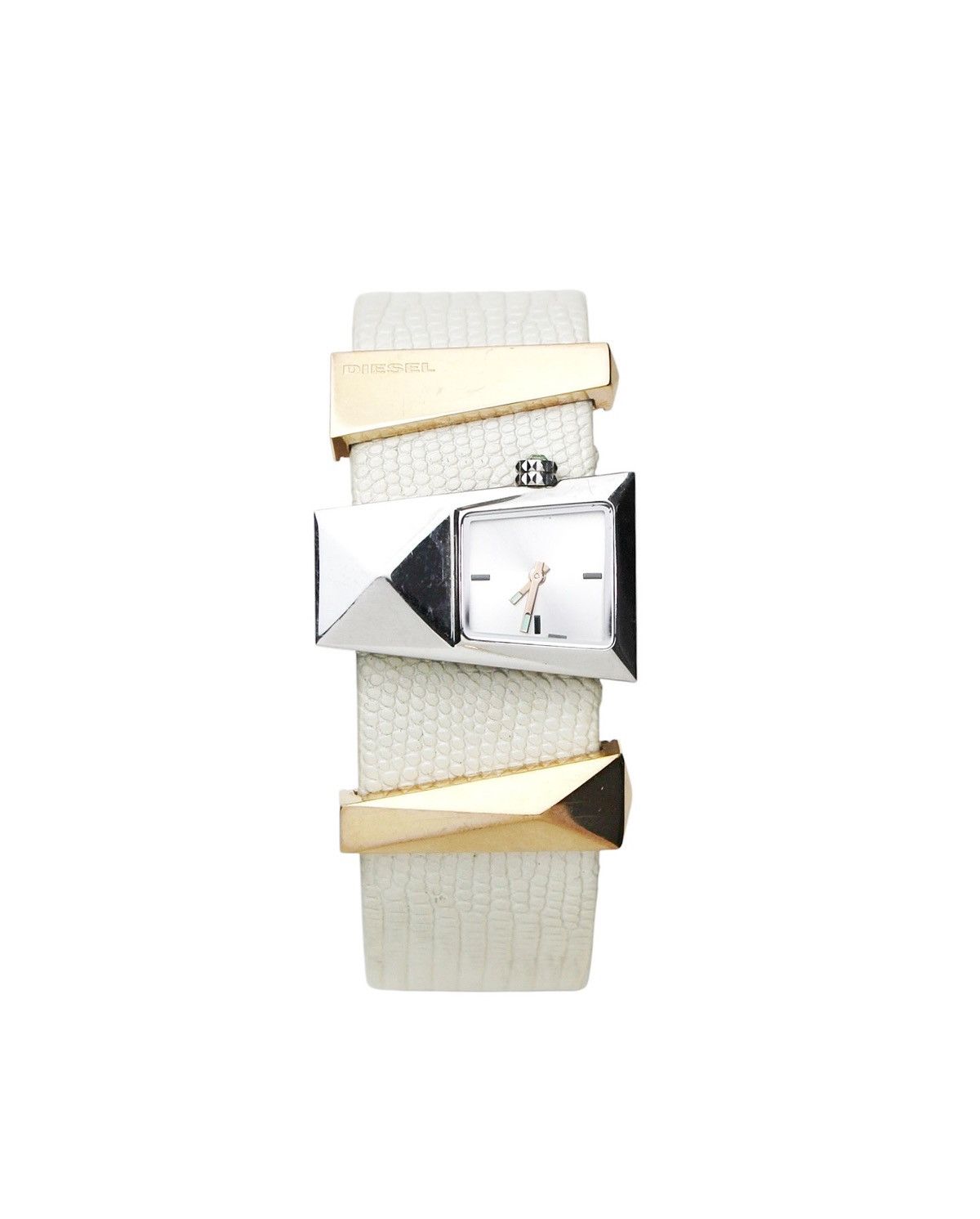 2000S DIESEL GEOMETRIC LEATHER WATCH – METAL ACCENTS
