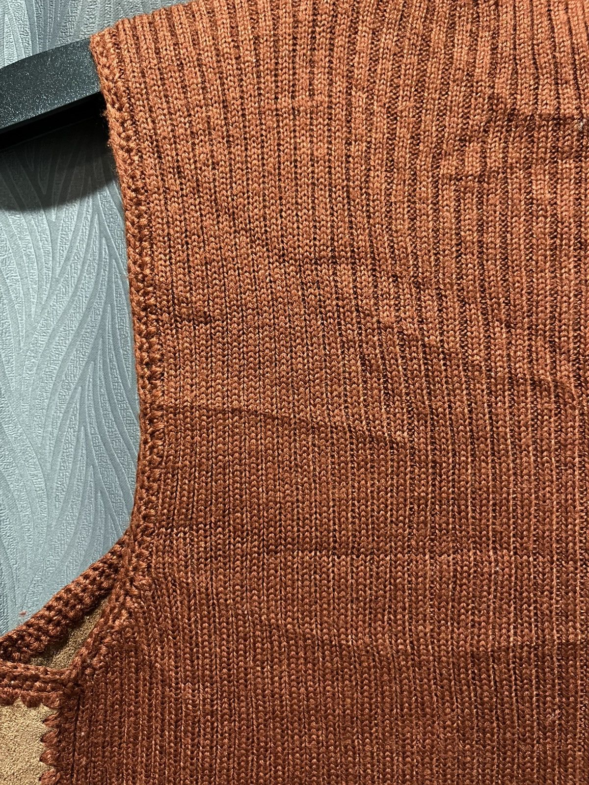 Leather Vintage patchwork knitted leather Vest Size M / US 6-8 / IT 42-44 - 6 Thumbnail