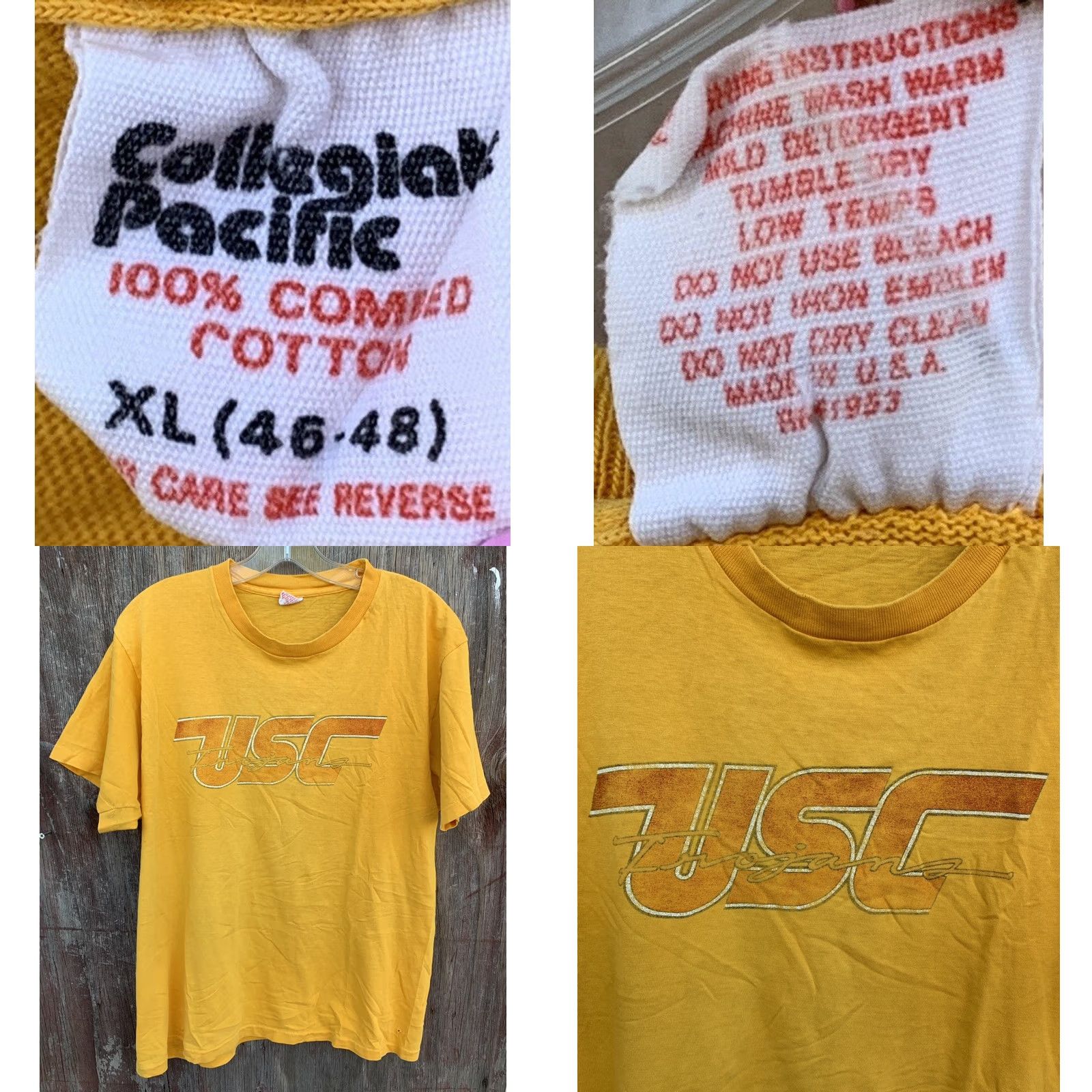 Vintage VINTAGE USC Trojans T Shirt XL Yellow Graphic Tee Mens 70s 80s Collegiate Pacific Cotton Short Sleeve Size US XL / EU 56 / 4 - 8 Thumbnail
