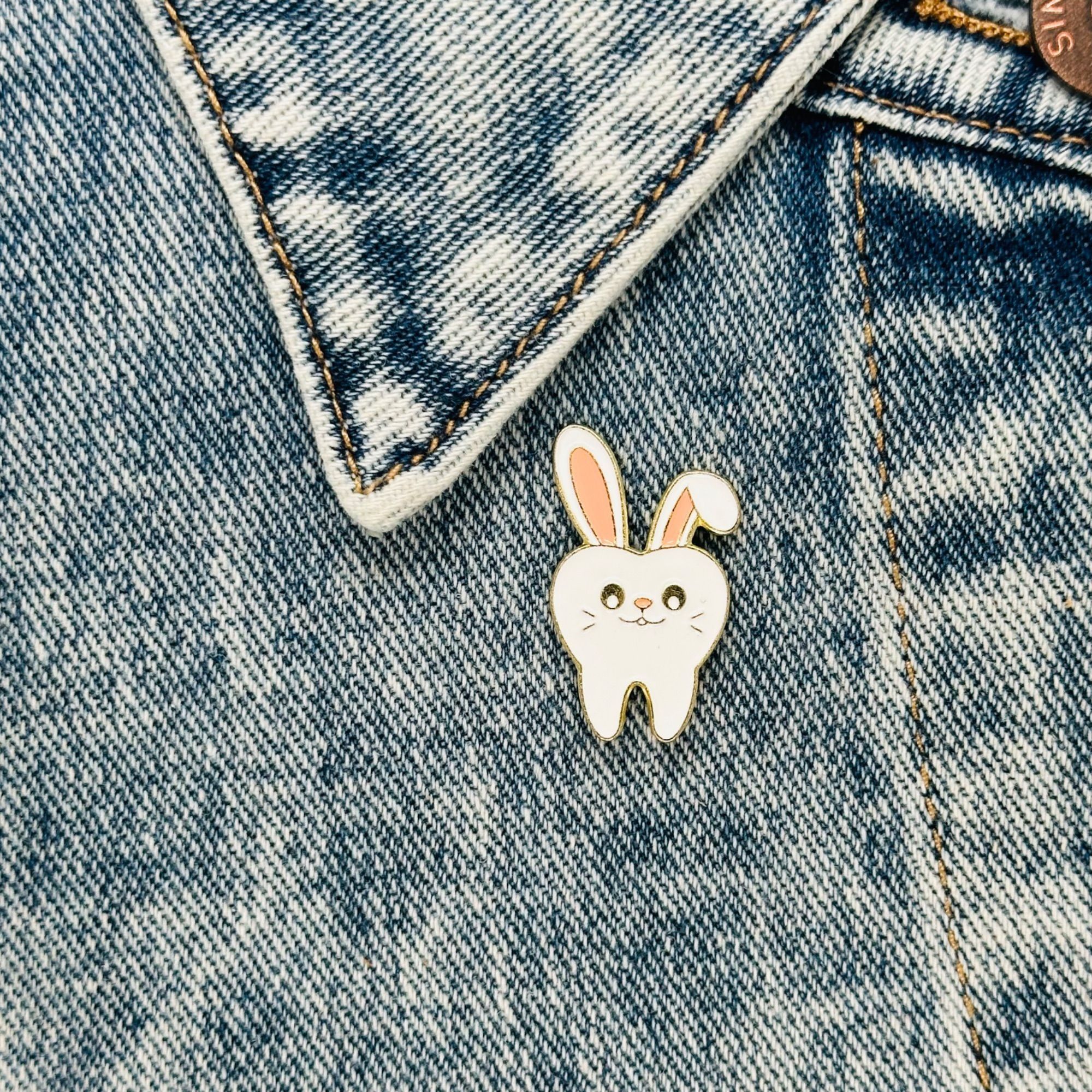 Other New Health Enamel Pins Cartoon Rabbit shaped tooth Teeth Car Size ONE SIZE - 3 Thumbnail