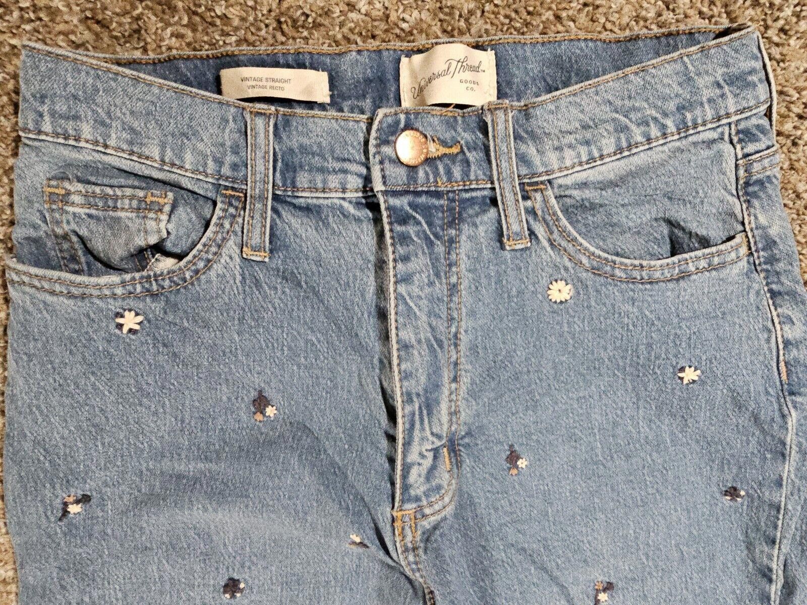 Designer Universal Thread Floral Embroidered Vtg Jeans Approx 26x27 Size 26" / US 2 / IT 38 - 2 Thumbnail