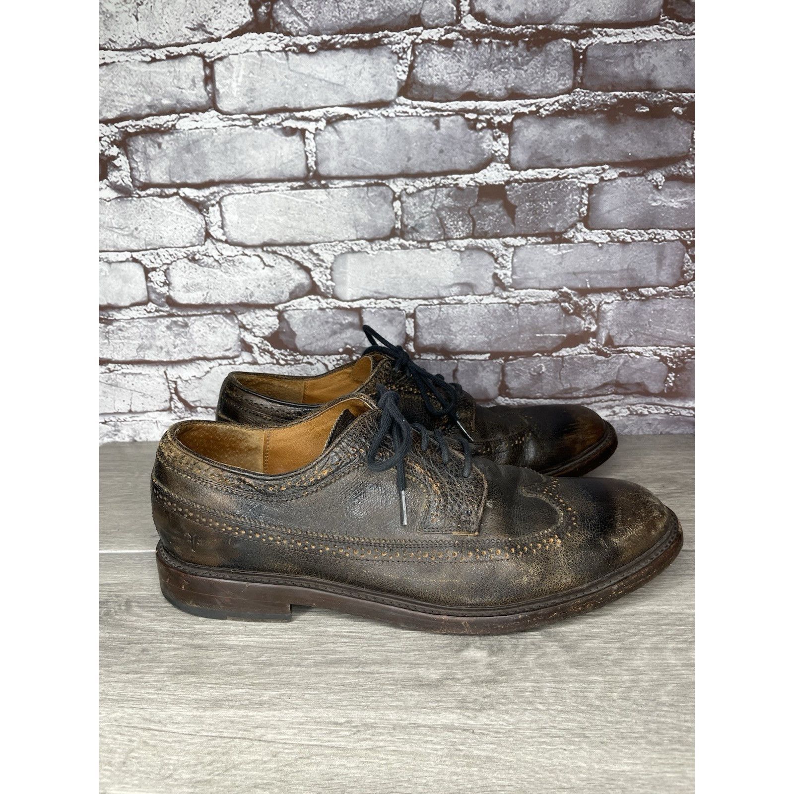 Frye Frye Jones Wingtip Dark Brown Leather Distressed Dress 