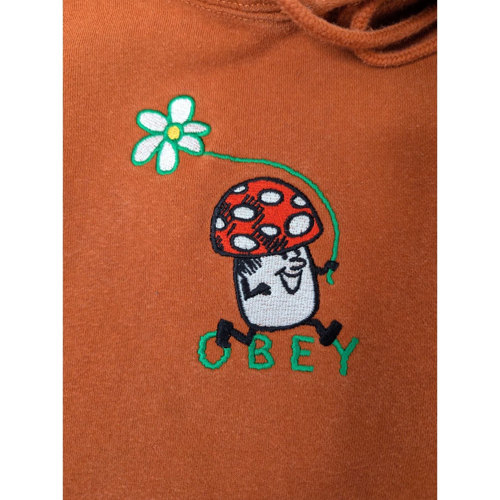 Obey OBEY Flower Embroidered Orange Pullover Hoodie Women’s Size Small Size S / US 4 / IT 40 - 7 Thumbnail
