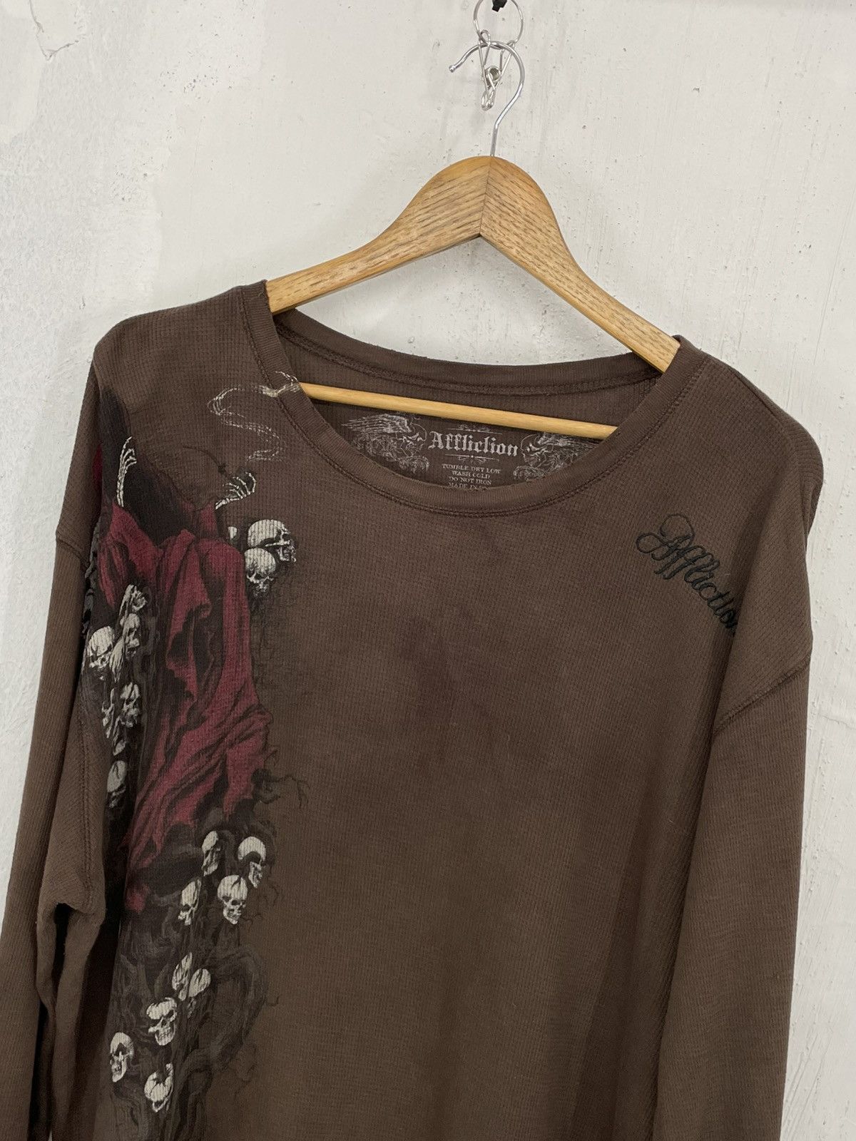 Affliction × Southpole Affliction Skull Demon Root Hell Waffle Long Tee Size US XXL / EU 58 / 5 - 3 Thumbnail