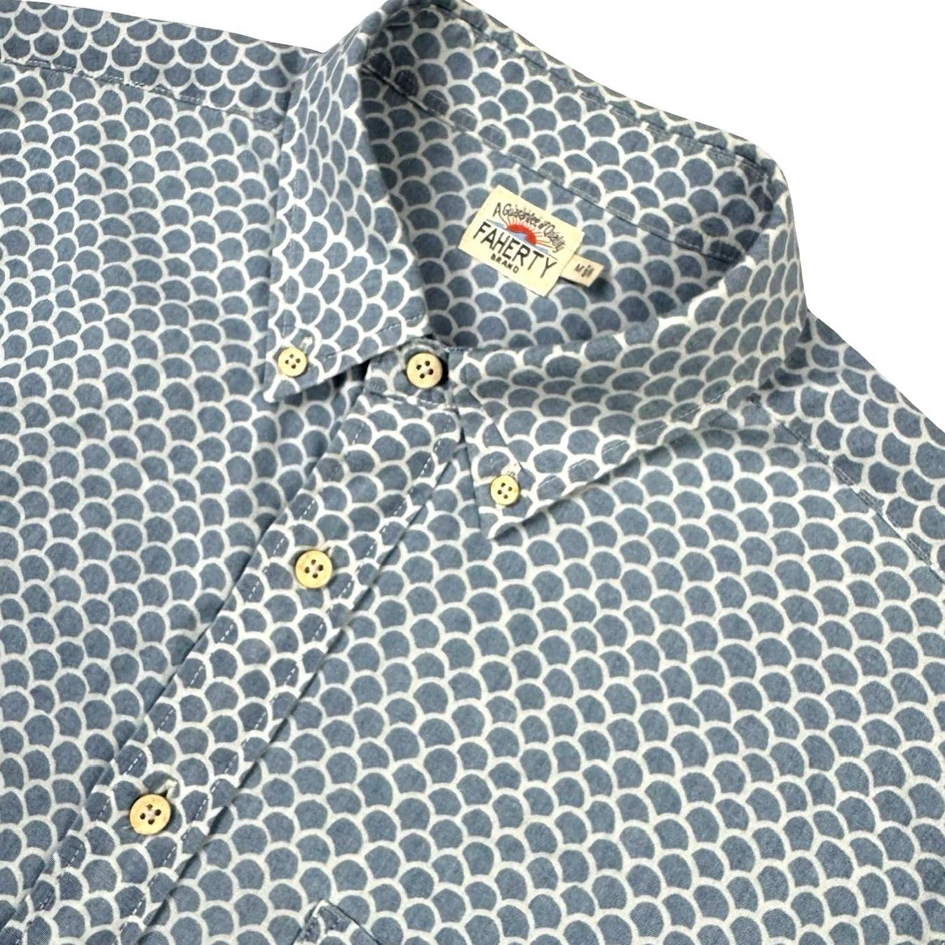 Faherty Faherty Men's Cotton S/S Button Shirt Blue/White • Medium Shirt Size US M / EU 48-50 / 2 - 2 Thumbnail