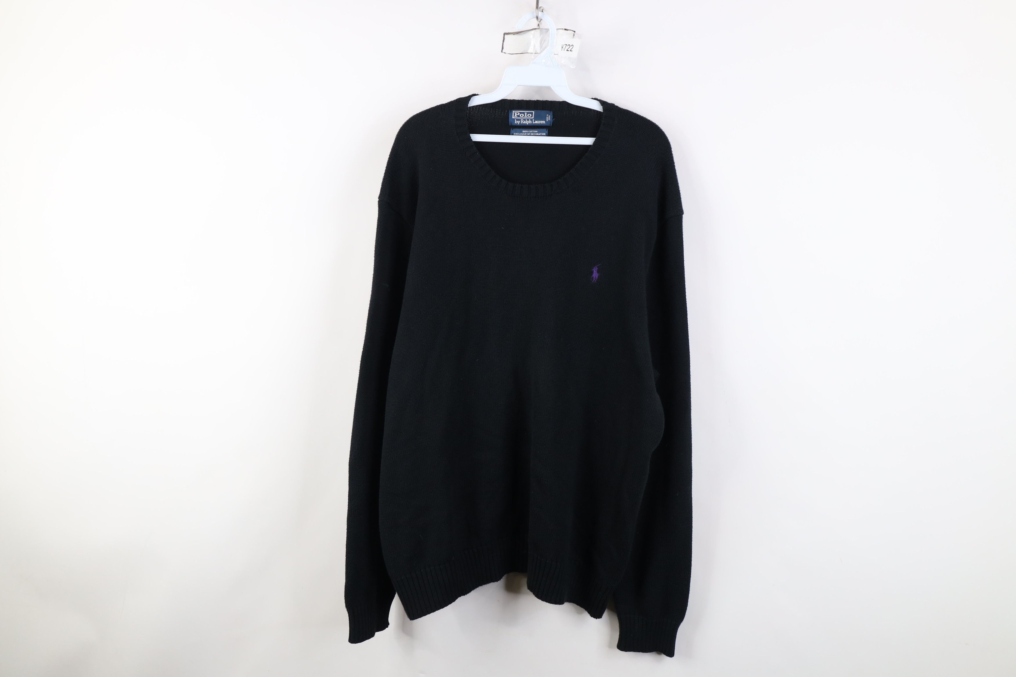 Ralph Lauren Vintage 90s Ralph Lauren Cotton Knit Crewneck Sweater Black Size US XL / EU 56 / 4 - 1 Thumbnail