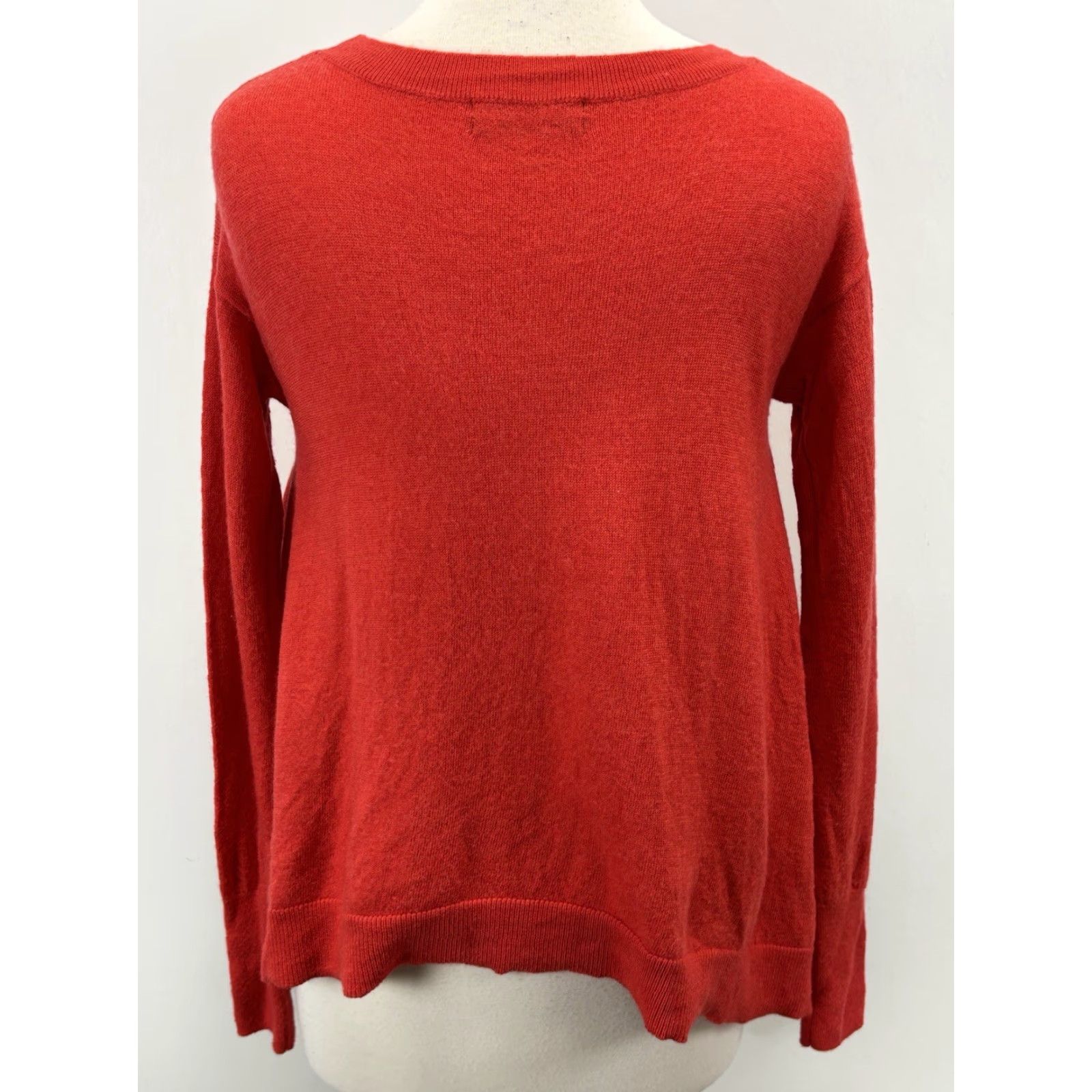 Anthropologie Anthropologie Gale Merino Wool Sweater Womens S Orange Red Stretch Relaxed Fit Size S / US 4 / IT 40 - 3 Thumbnail