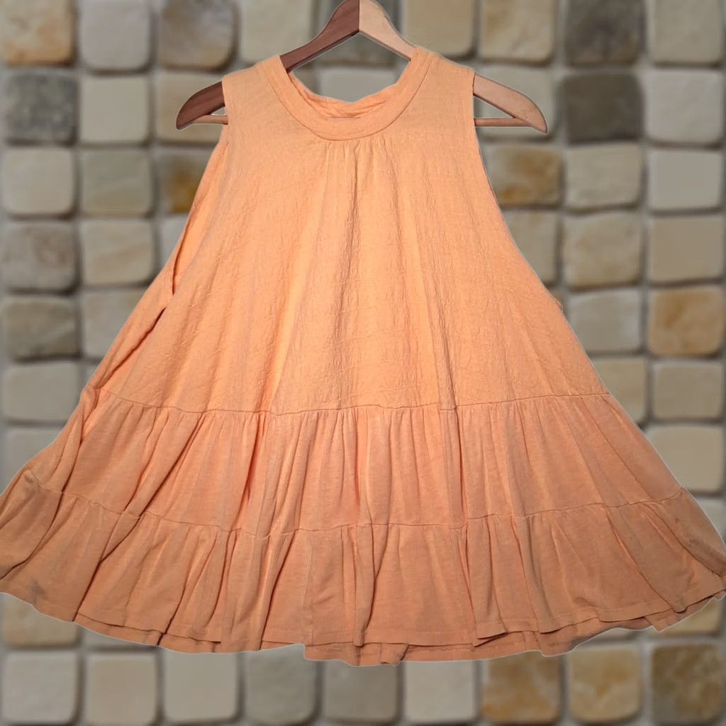 Free People Free People Tunic Tank Top Open Tie Back Tiered Orange Small Sleeveless Casual Bohemian Womens Size S / US 4 / IT 40 - 1 Thumbnail