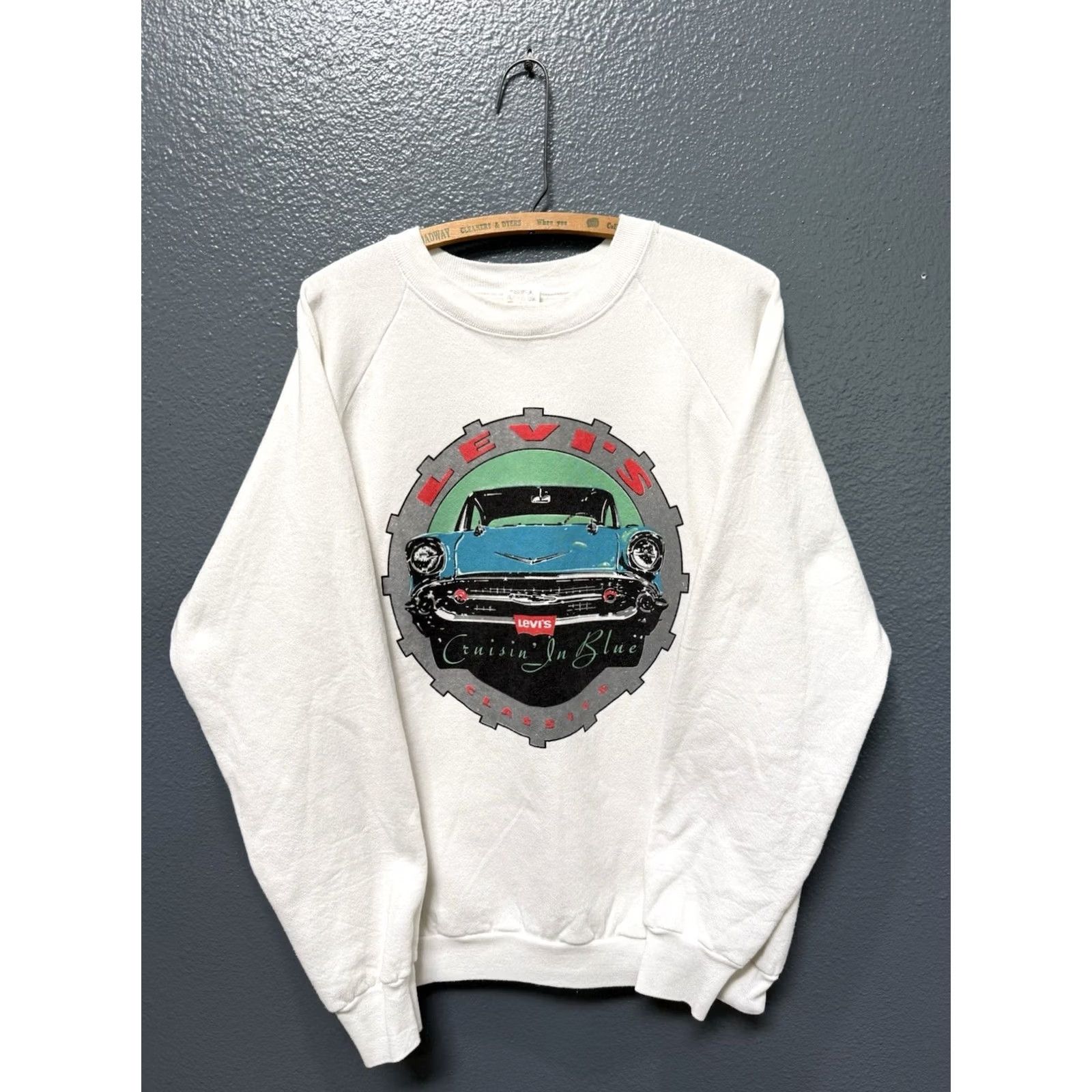 Fruit Of The Loom VINTAGE 80’s Blue Sweatshirt XL Classic Car Cruisin In Mens Size US XL / EU 56 / 4 - 3 Thumbnail