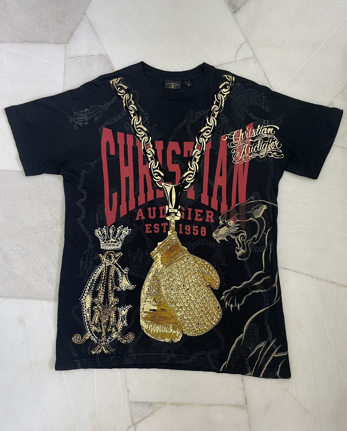 Christian Audigier Rare Christian Audigier Tshirt Size US L / EU 52-54 / 3 - 1 Thumbnail