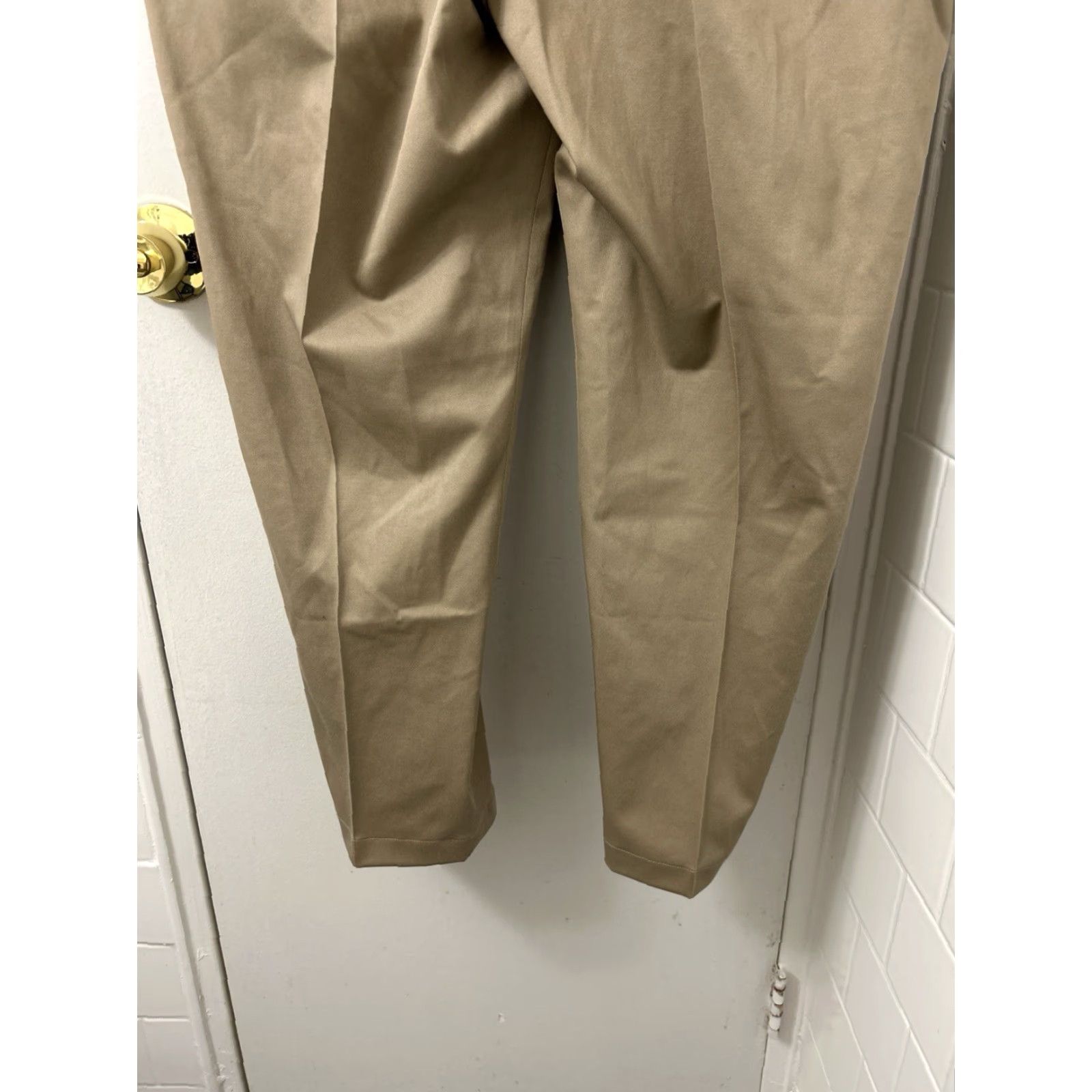 Vintage Paul Fredrick Pants Mens 42x28 Tan Khaki Tailored Fit NWT Zipper Button Chino Stretch Wrinkle Resistant Cotton Blend 5-Pocket Size US 42 / EU 58 - 3 Thumbnail