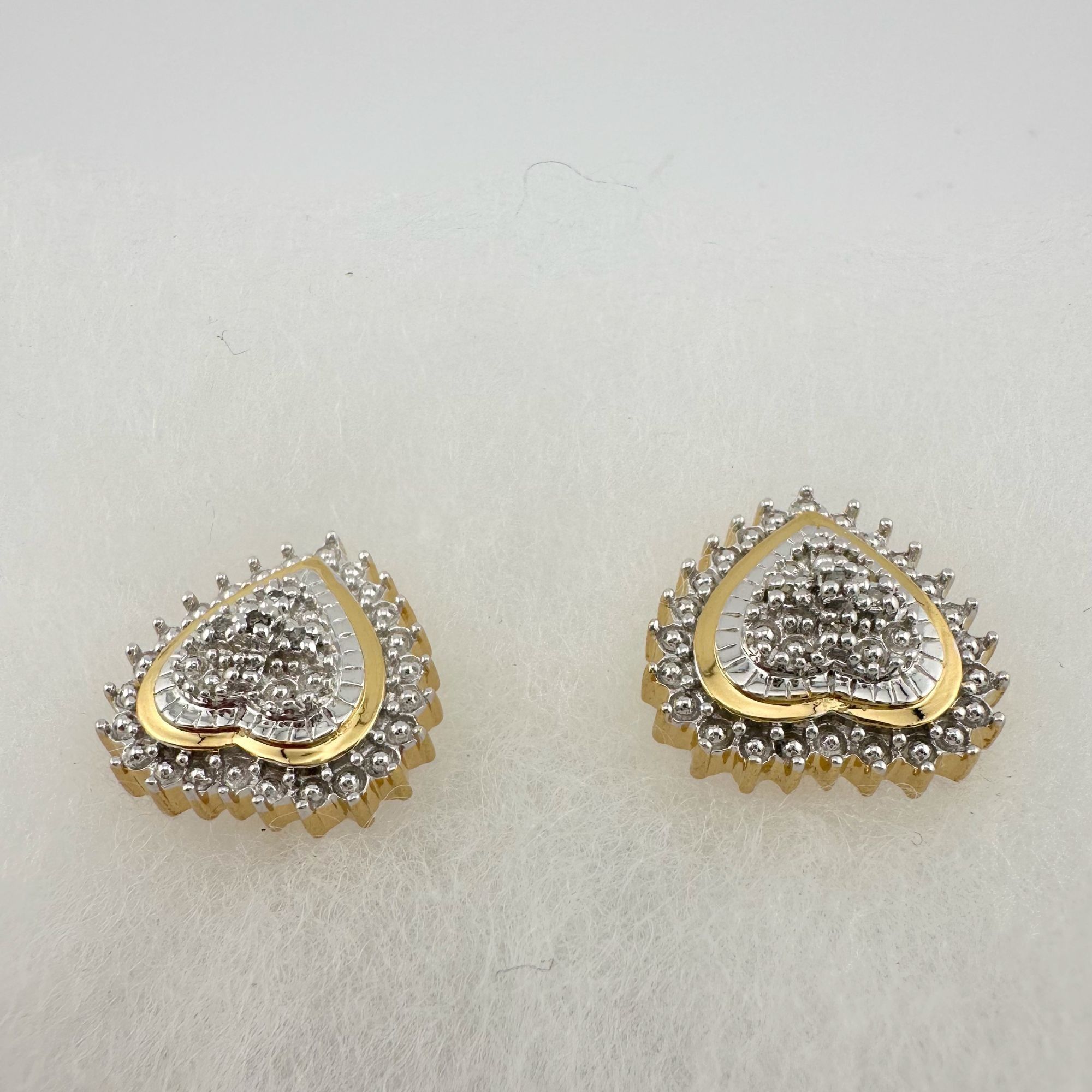 Other Two Tone Diamond Heart Stud Earrings in Sterling with 14 kt Size ONE SIZE - 9 Thumbnail