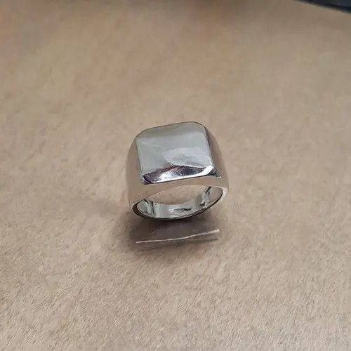 Vintage Silver Biker Style Width Signet Square Ring - 13 RGN-762 Size ONE SIZE - 2 Thumbnail