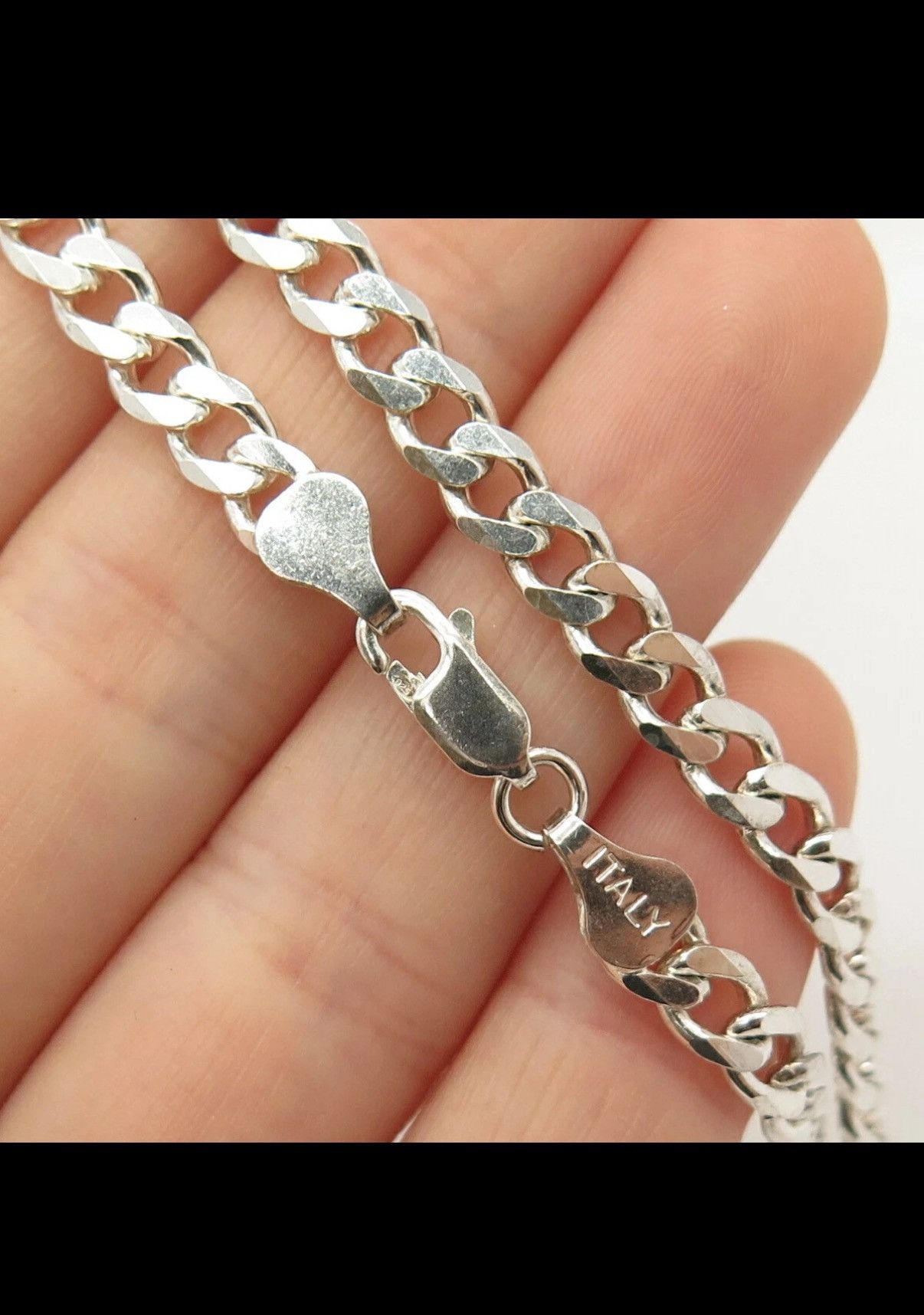 Sterling Silver Sterling Silver 8 3/4” Italian Cuban Link Bracelet Size ONE SIZE - 4 Thumbnail