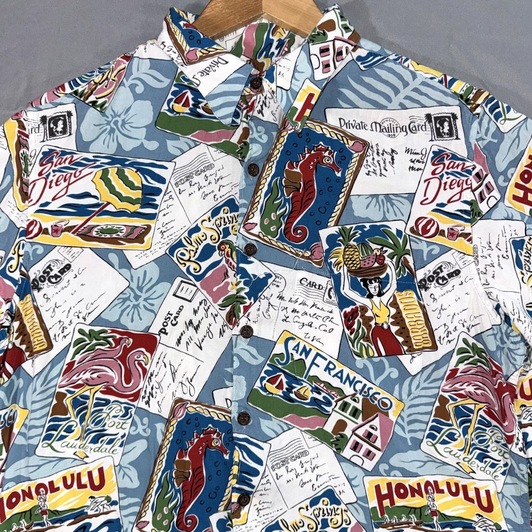Reyn Spooner VINTAGE Reyn Spooner Postcards from the USA Hawaiian Shirt Spun Rayon Size M Size US M / EU 48-50 / 2 - 5 Thumbnail