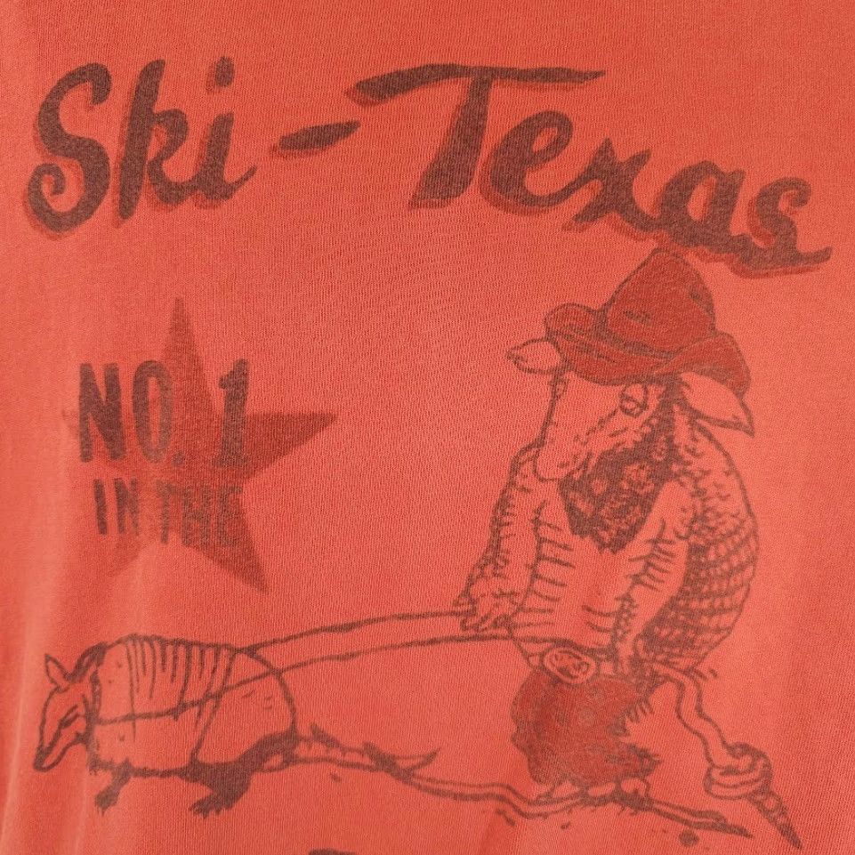 Lucky Brand Lucky Brand Ski Texas T Shirt Mens Orange Relaxed Fit Armadillo Graphic Tee Size US M / EU 48-50 / 2 - 3 Thumbnail