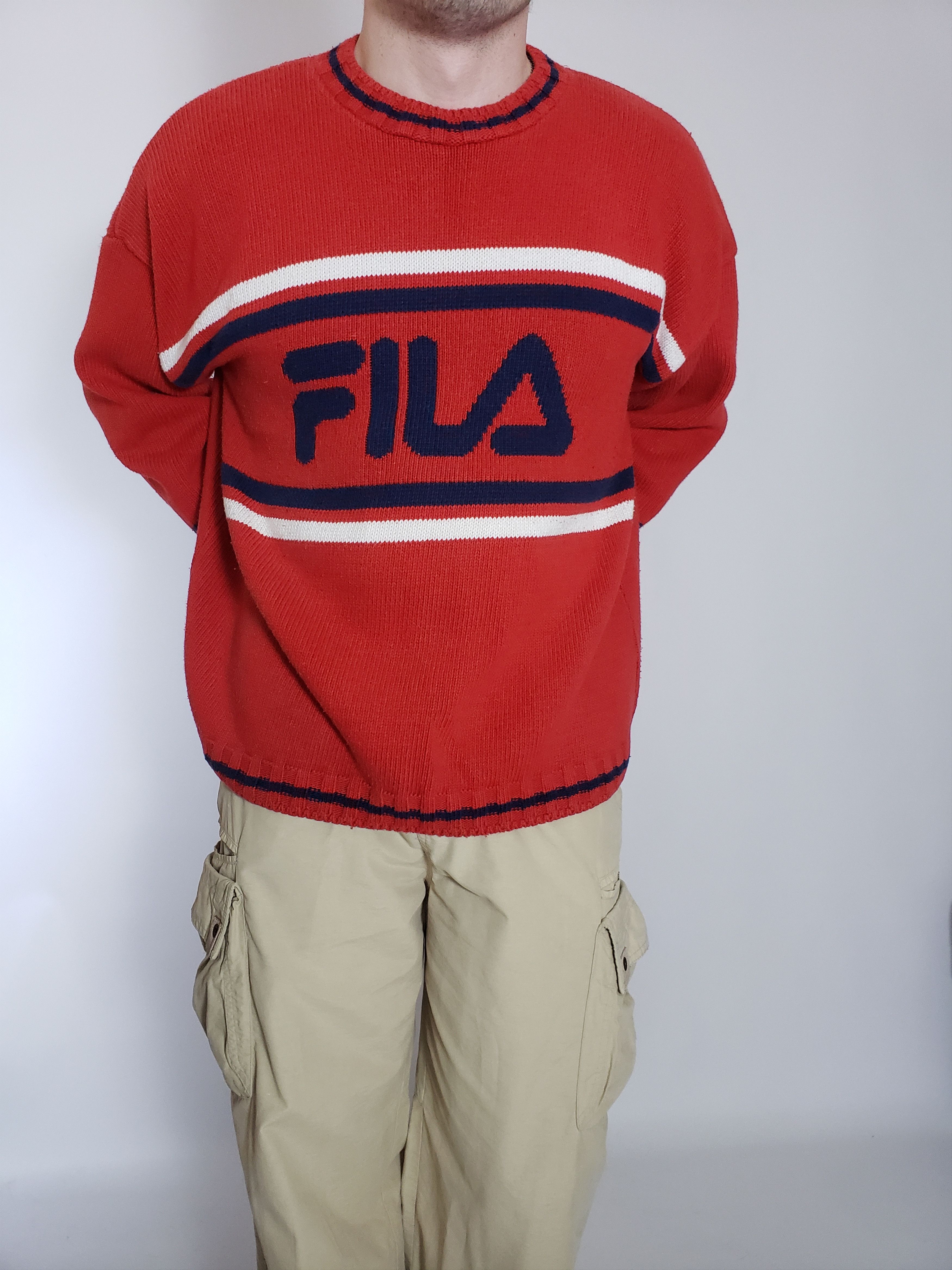 Fila × Vintage FILA Vintage knitted sweater Front Big Logo | Small |Red Size US S / EU 44-46 / 1 - 4 Thumbnail