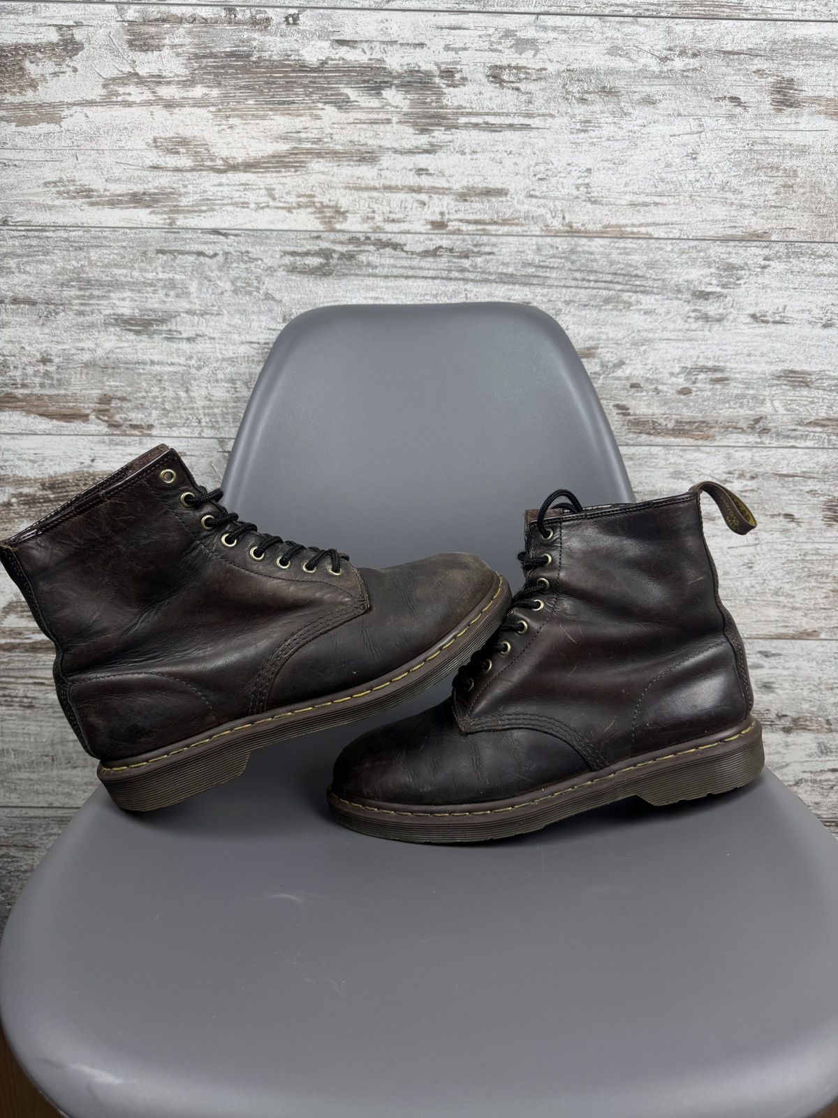 Dr Martens x Vintage Mens Vintage Dr.martens Hi Top Sneakers Leather Shoes Y2K in Brown (Size 9)