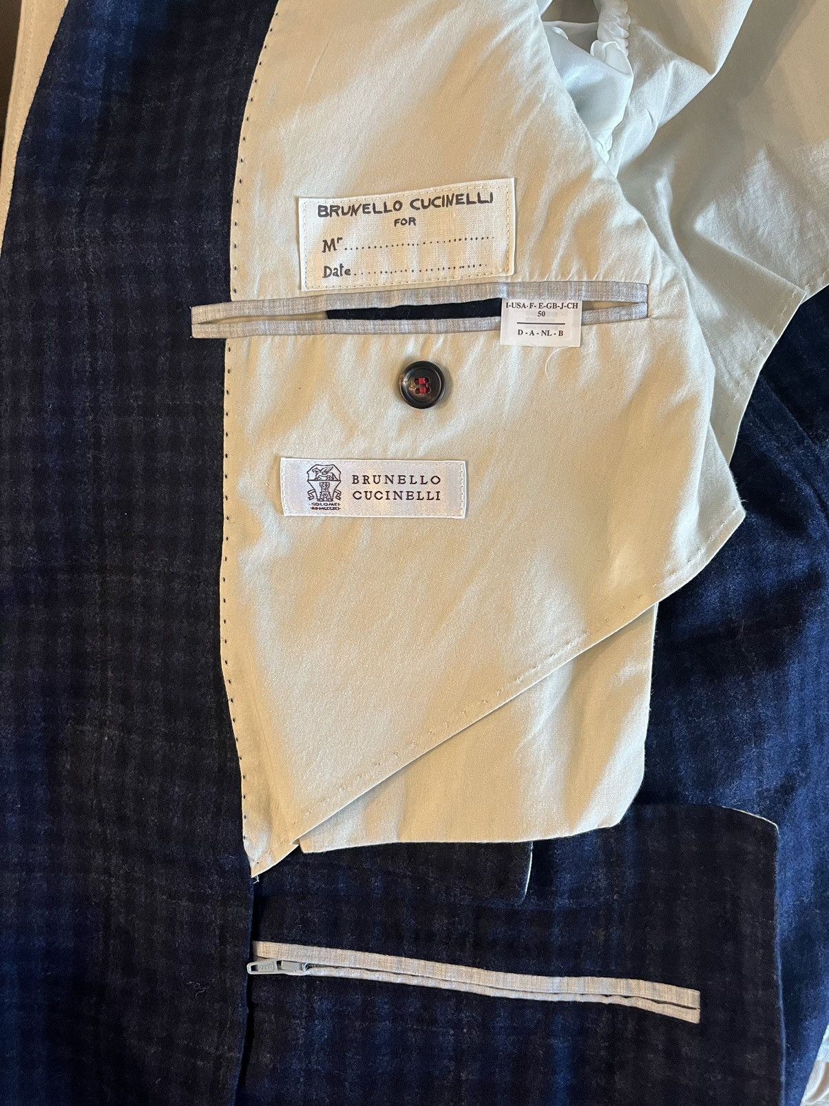 Brunello Cucinelli Stunning Brunello Cucinelli Blazer, Wool-Cashmere Navy check Size 50R - 3 Thumbnail