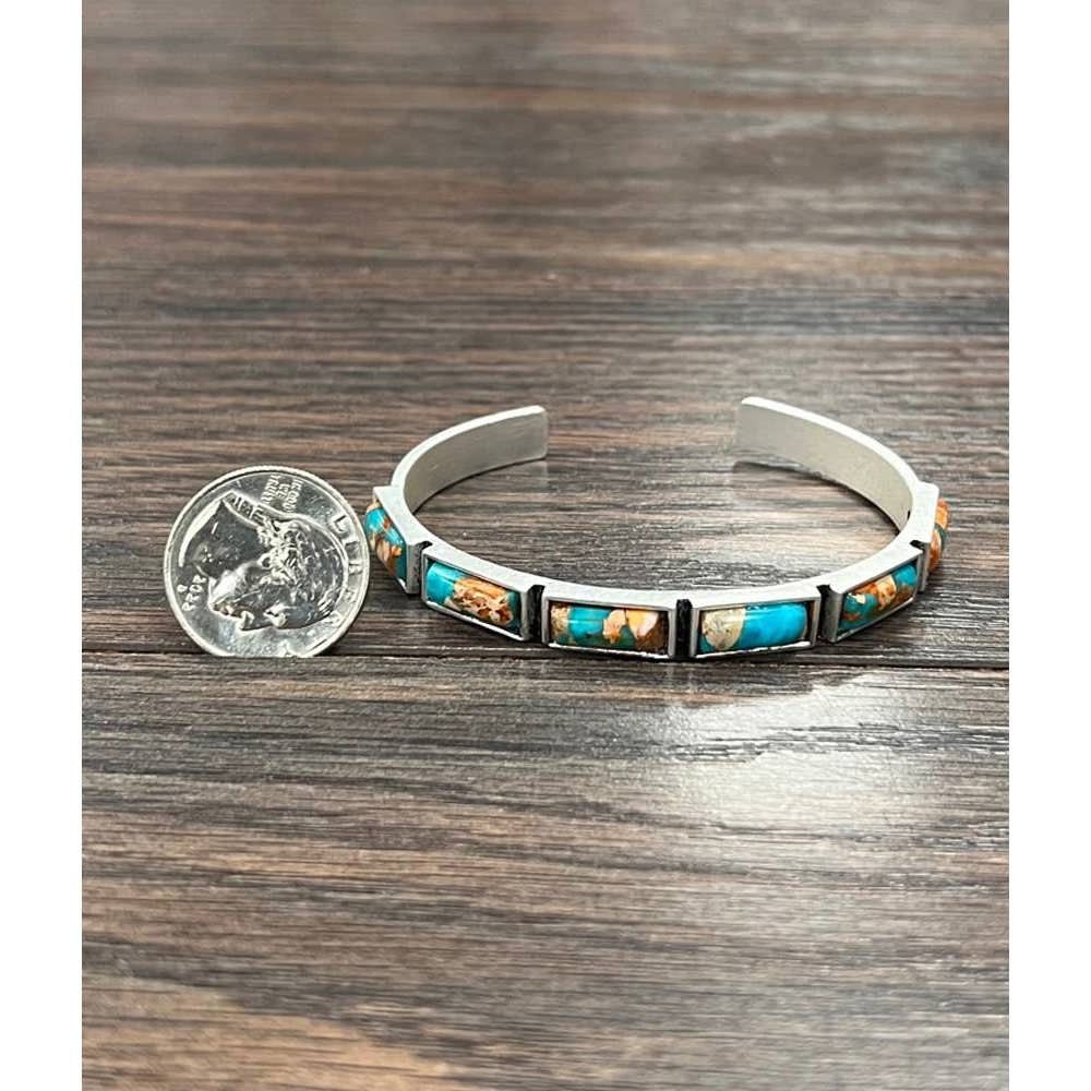Other Bar Gemstone Cuff Bracelet in Antique Silver Style, Southwes Size ONE SIZE - 8 Thumbnail