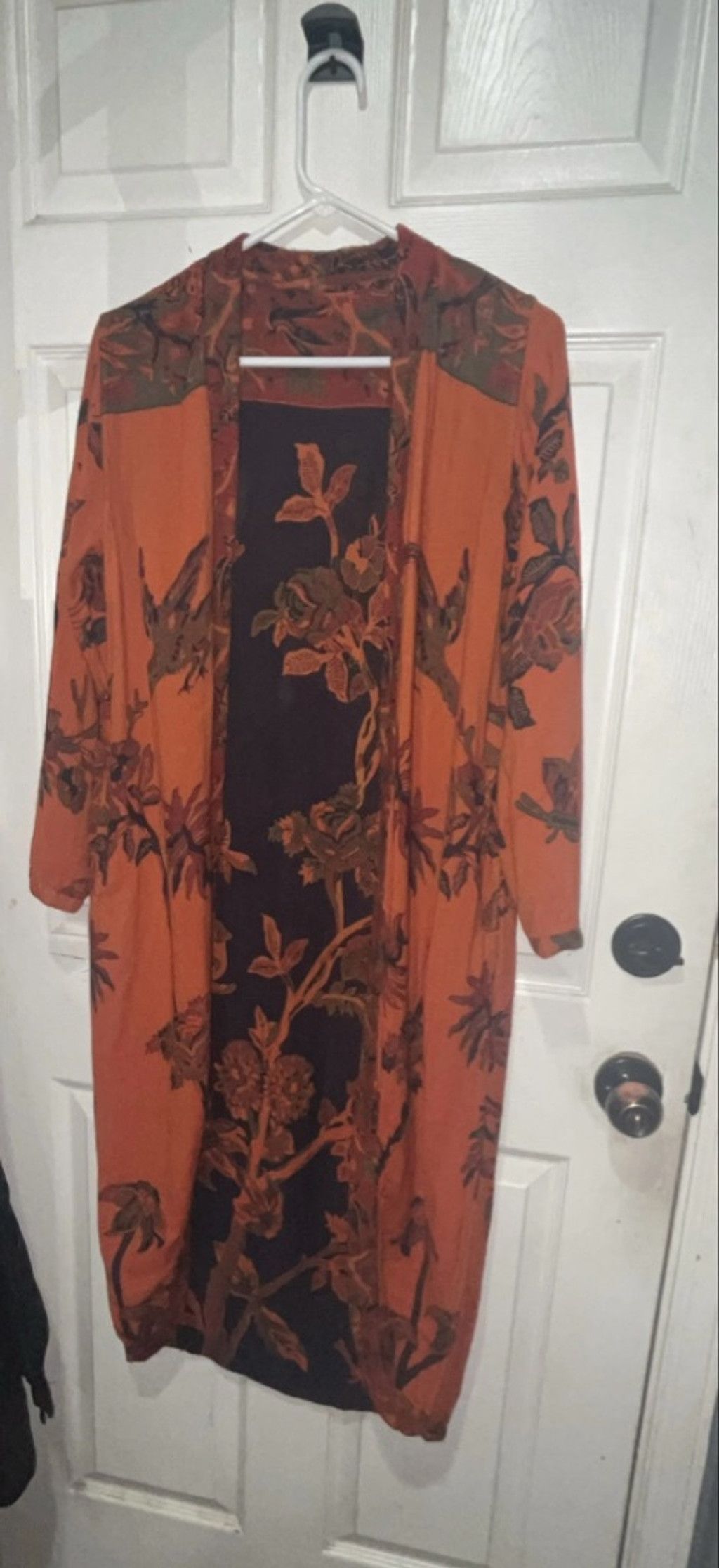 The Unbranded Brand Women's Unbranded Orange & Navy Floral Cardigan Size M / US 6-8 / IT 42-44 - 1 Thumbnail