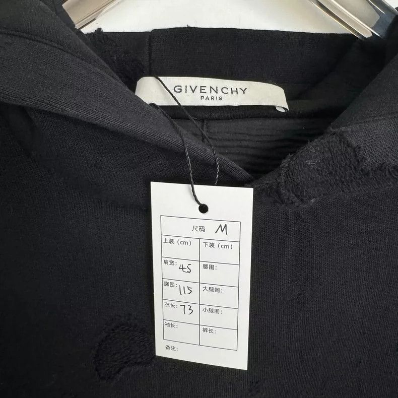 Givenchy Givenchy Black oversized hole hooded sweatshirt 2505-Nextar Size US M / EU 48-50 / 2 - 3 Thumbnail