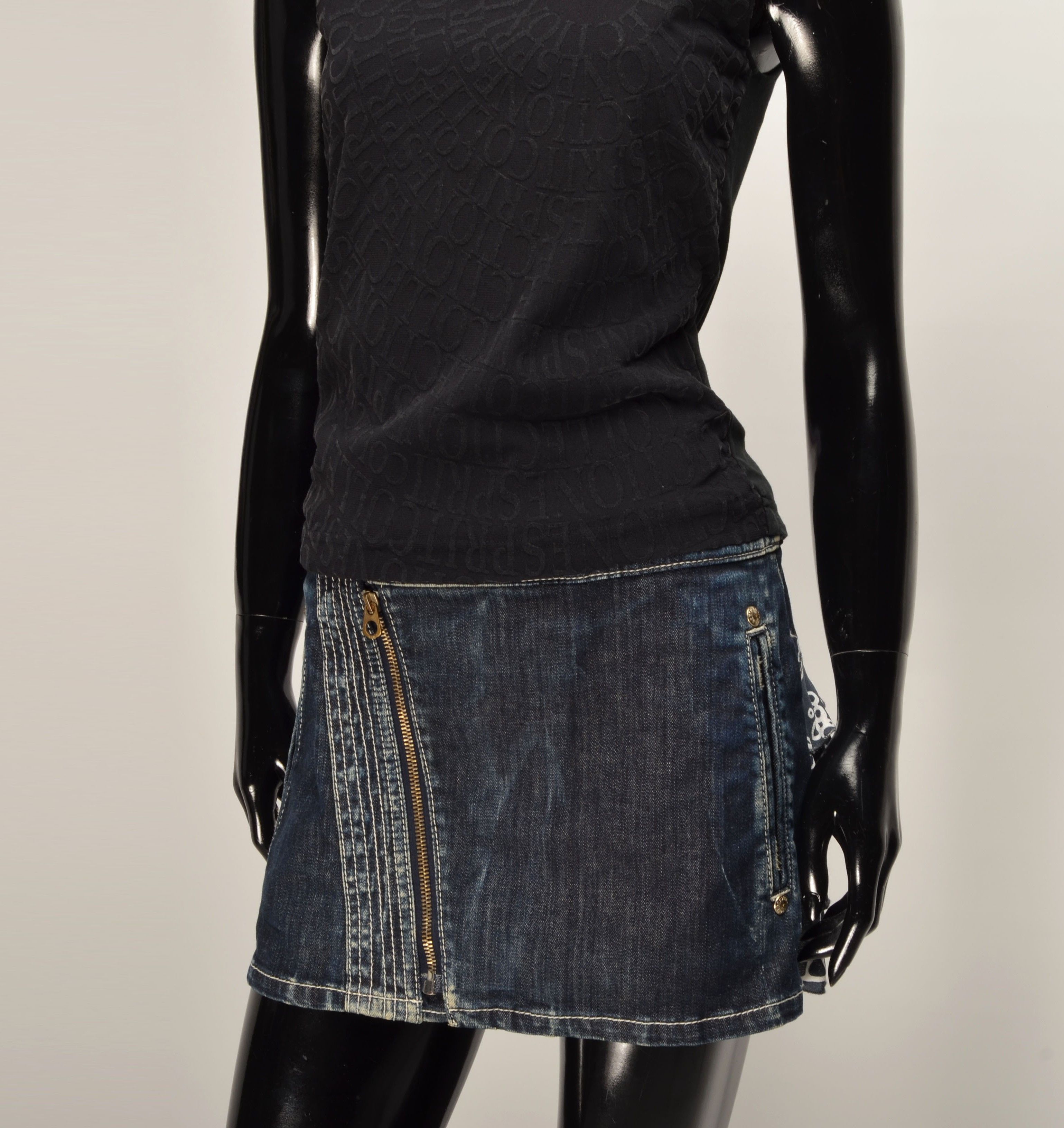 Esprit Vintage Esprit Y2K Mesh Monogramm Black Grunge Top Size M / US 6-8 / IT 42-44 - 3 Thumbnail