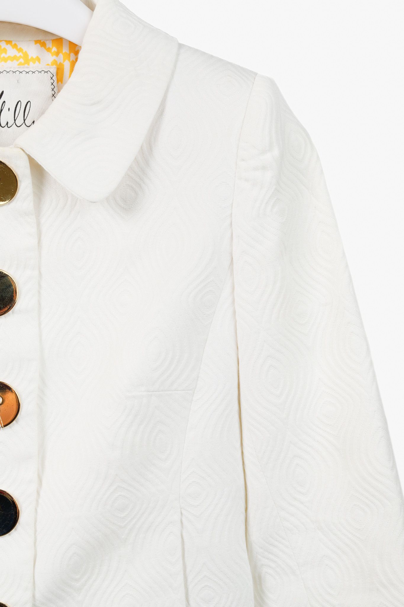 MILLY Milly SS/08 Runway White Cotton-Jacquard Cropped Jacket Size S / US 4 / IT 40 - 6 Thumbnail