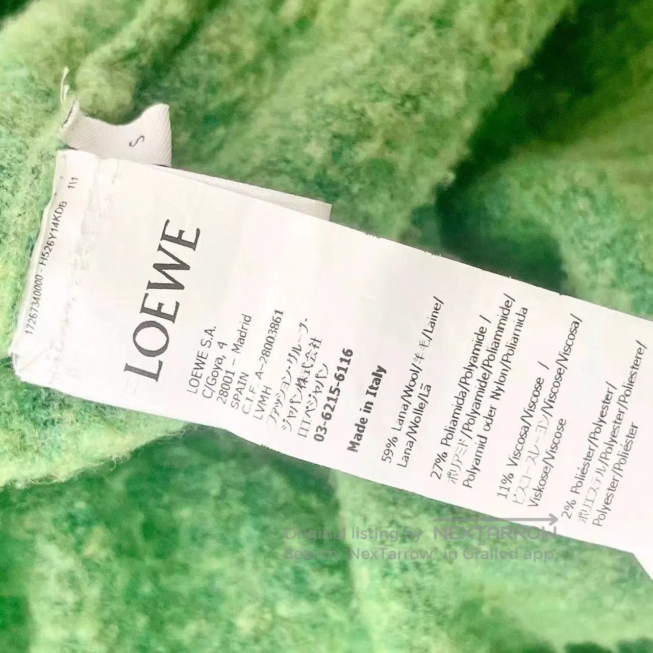 Loewe LOEWE SS23 Green V-Neck Sweater. Size US S / EU 44-46 / 1 - 7 Thumbnail