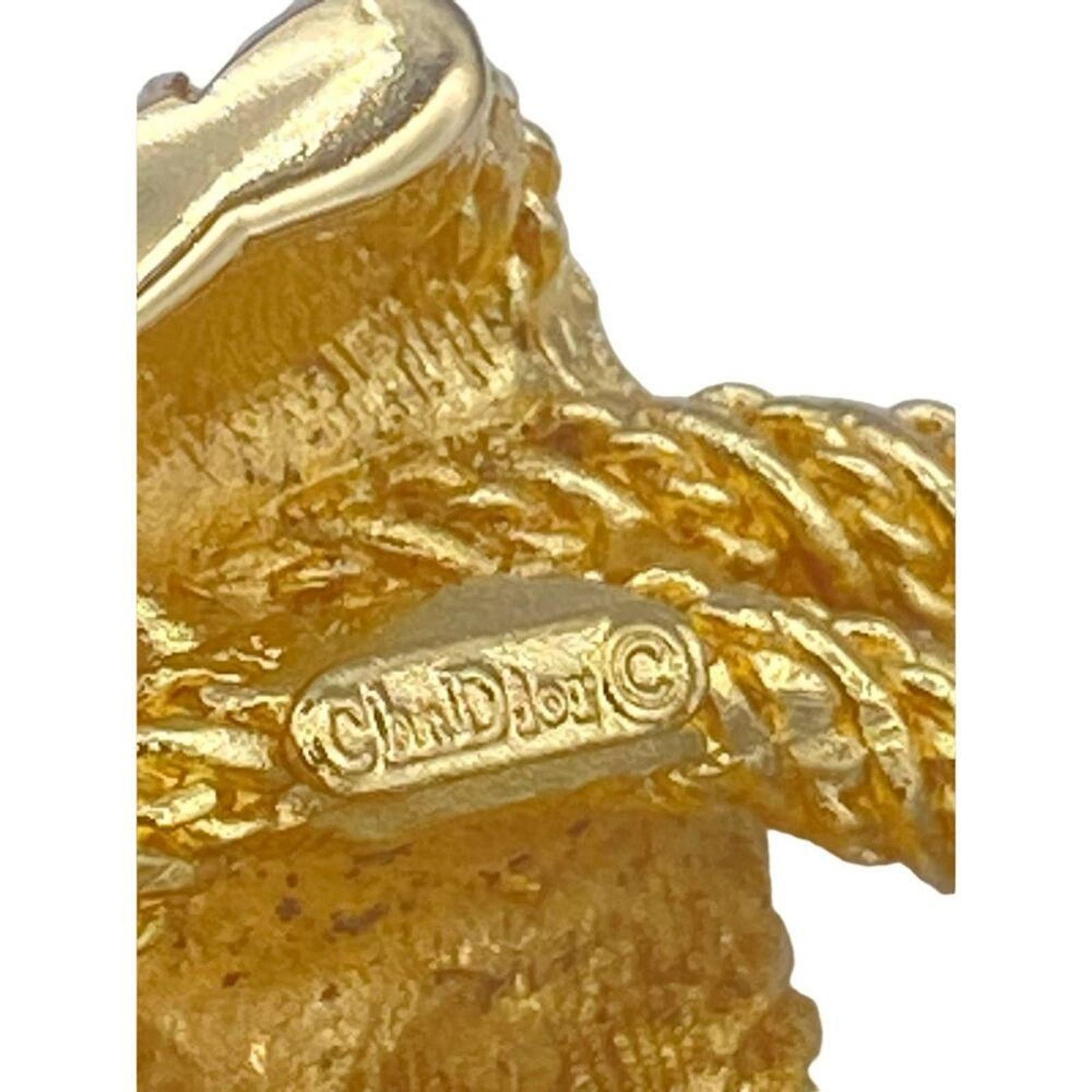Christian Dior Monsieur Christian Dior Rhinestone Gold Tone Twist Brooch Size ONE SIZE - 8 Thumbnail