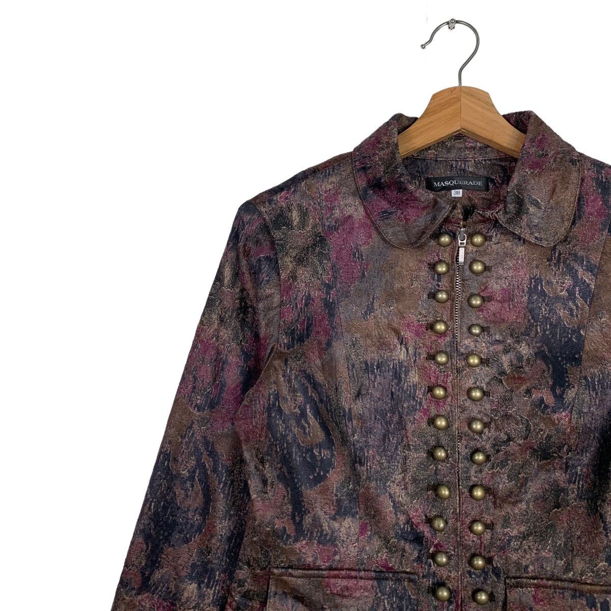 Japanese Brand MASQUERADE Fullprint Studded Zipper Jacket #0107-C6 Size S / US 4 / IT 40 - 7 Thumbnail