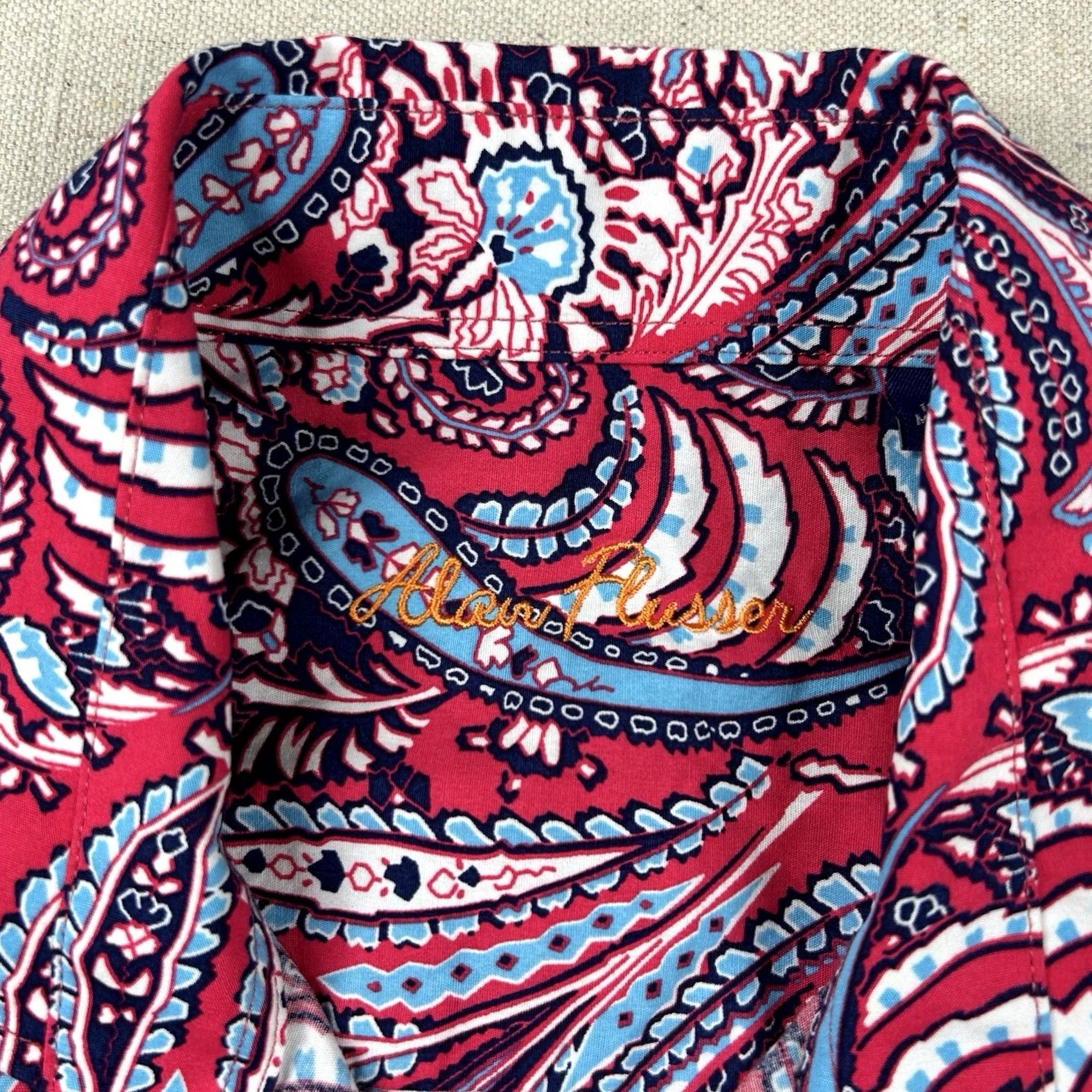 Vintage Alan Flusser Shirt Mens L Paisley Button Up Floral Poplin Woven Cotton Shirt Size US L / EU 52-54 / 3 - 3 Thumbnail