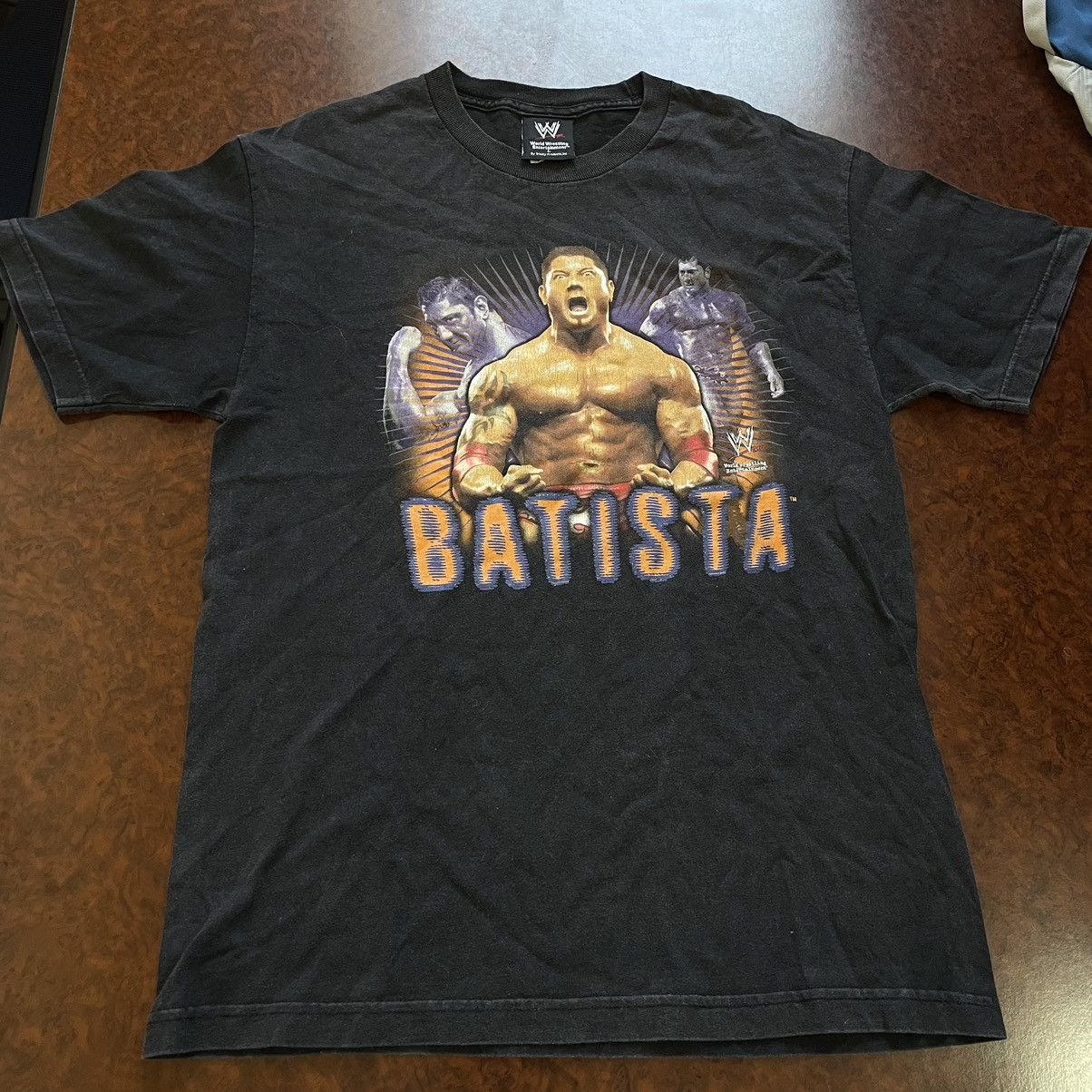 WCW/nWo × WWE × WWF Vintage 90s WWE BATISTA TEE Shirt rock band chrome fight Size US L / EU 52-54 / 3 - 1 Thumbnail