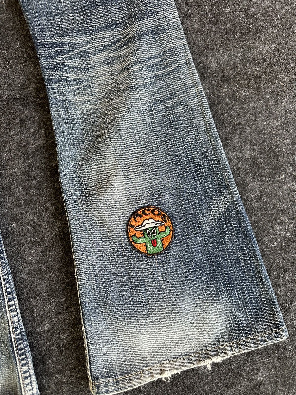 14th Addiction Edwin Blue Trip 5001 Patches Flare Vintage Denim D516 Size US 28 / EU 44 - 7 Thumbnail