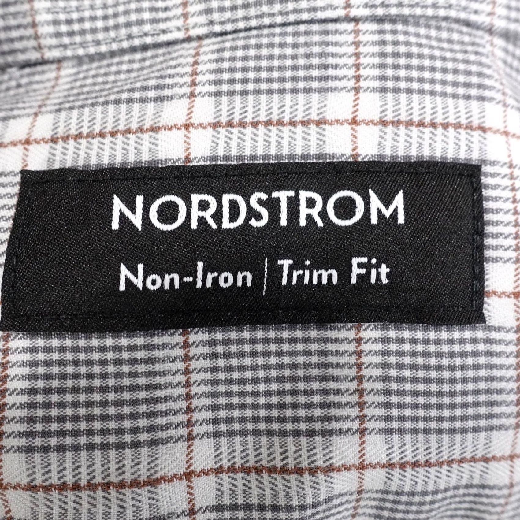 Nordstrom VINTAGE? No. Nordstrom Gray Check Dress Shirt Mens 16.5 34/35 Trim Fit Long Sleeve Non-Iron Shirt Mens Gray Check Size 46R - 5 Thumbnail