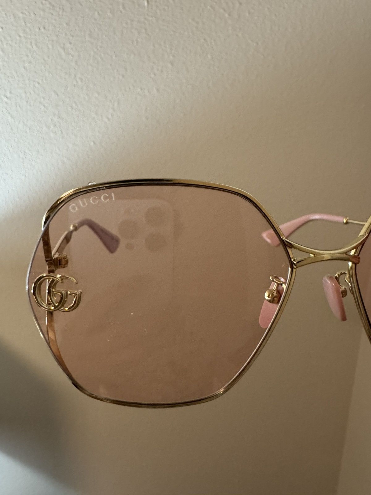 Gucci Gucci Pink & Gold Hexagonal Sunglasses Size ONE SIZE - 3 Thumbnail