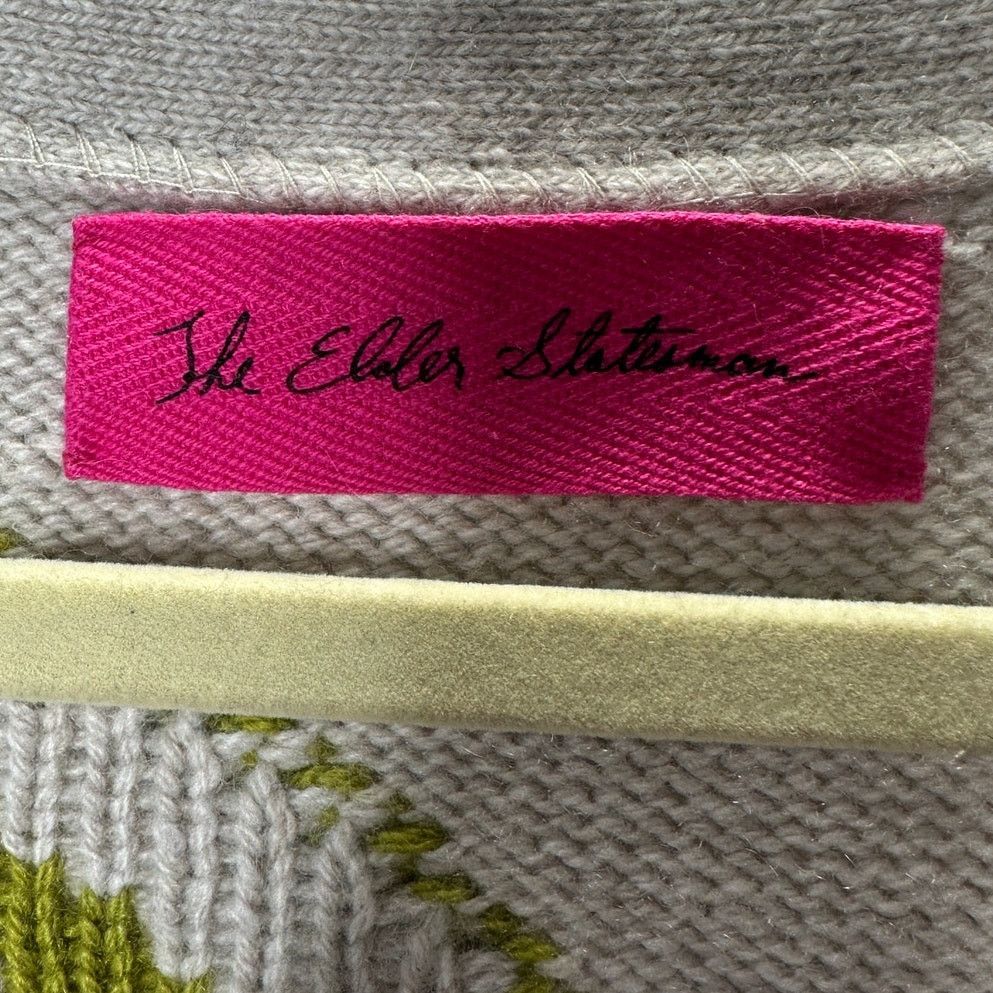The Elder Statesman The Elder Statesman Tan Blue Green Block & Spiral Cardigan L Size US L / EU 52-54 / 3 - 9 Thumbnail