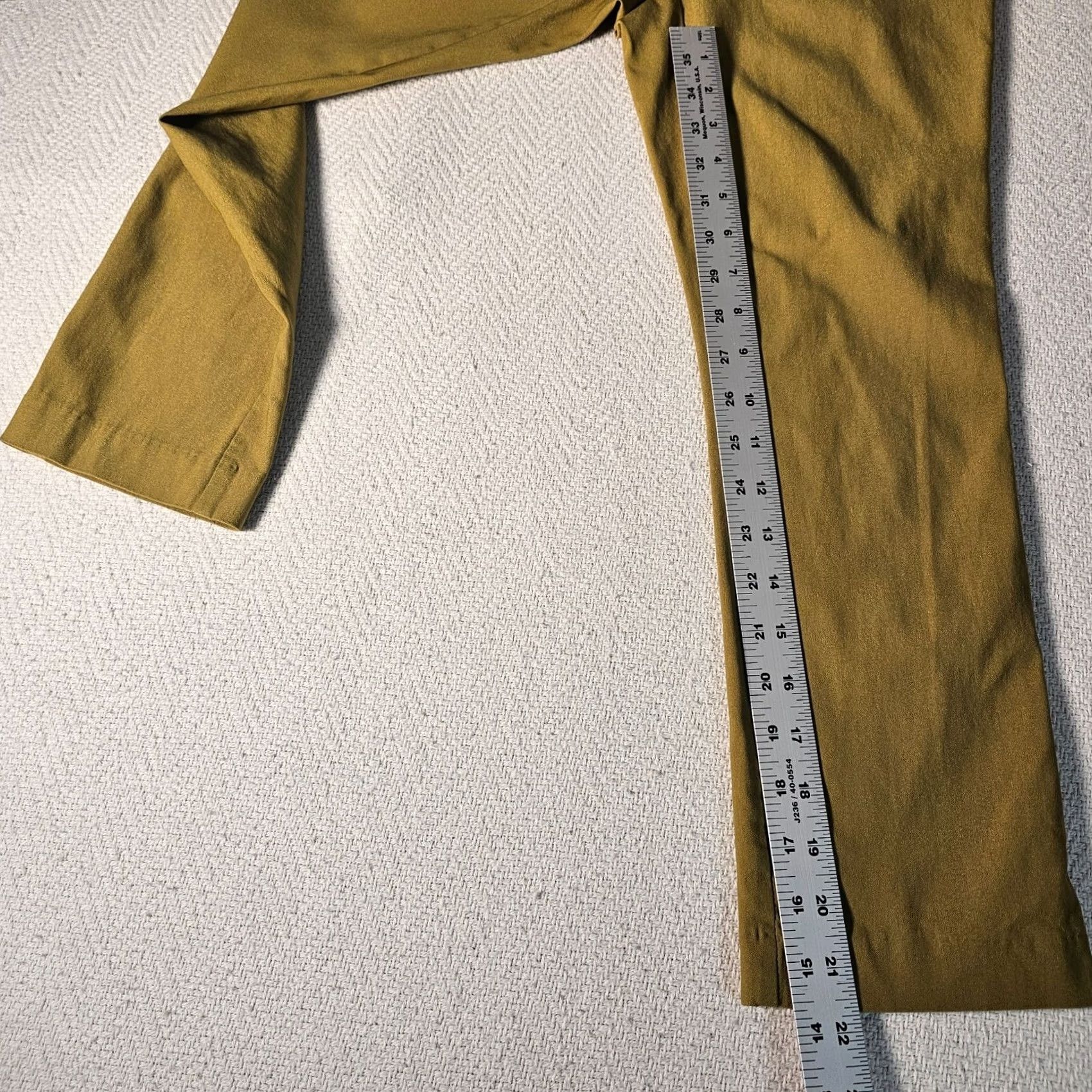 Vintage Jules & Leopold Pants Womens S Green Pull On High Rise Crop Rayon Blend Knit Front Flat Front Button Casual Formal Size 28" / US 6 / IT 42 - 7 Thumbnail