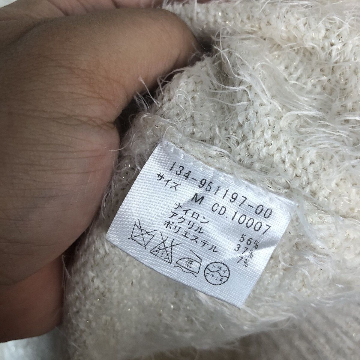 Vintage DL Ingni White shaggy fur Mohair Knitwear #C390 Size S / US 4 / IT 40 - 11 Thumbnail