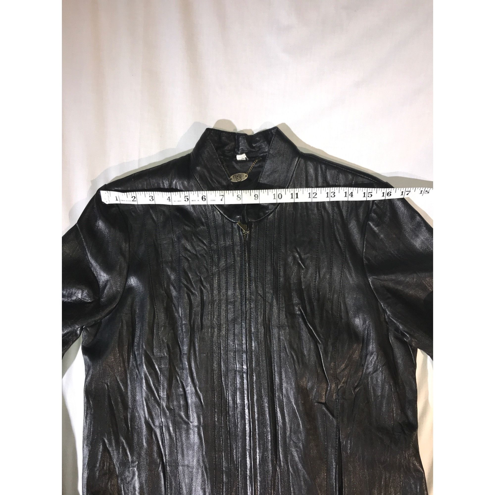 Vintage XCVI Women's Black Leather Multi-Seamed Full Zip Jacket Size L / US 10 / IT 46 - 7 Thumbnail