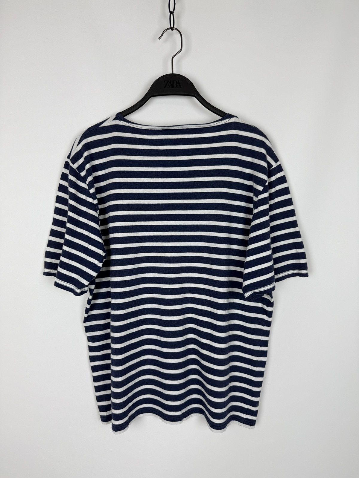 Saint James 1990’s Vintage Saint James White Navy Stripe Boxy Tee Size US M / EU 48-50 / 2 - 6 Thumbnail