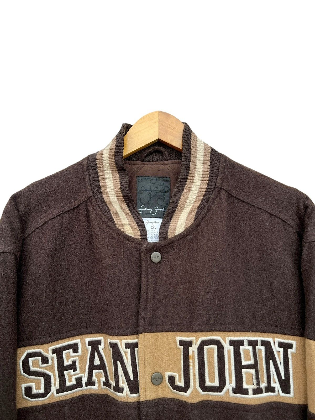 Sean John Sean John Baggy Boxy 3XL Oversized Brown Varsity Jacket Size US XXL / EU 58 / 5 - 3 Thumbnail