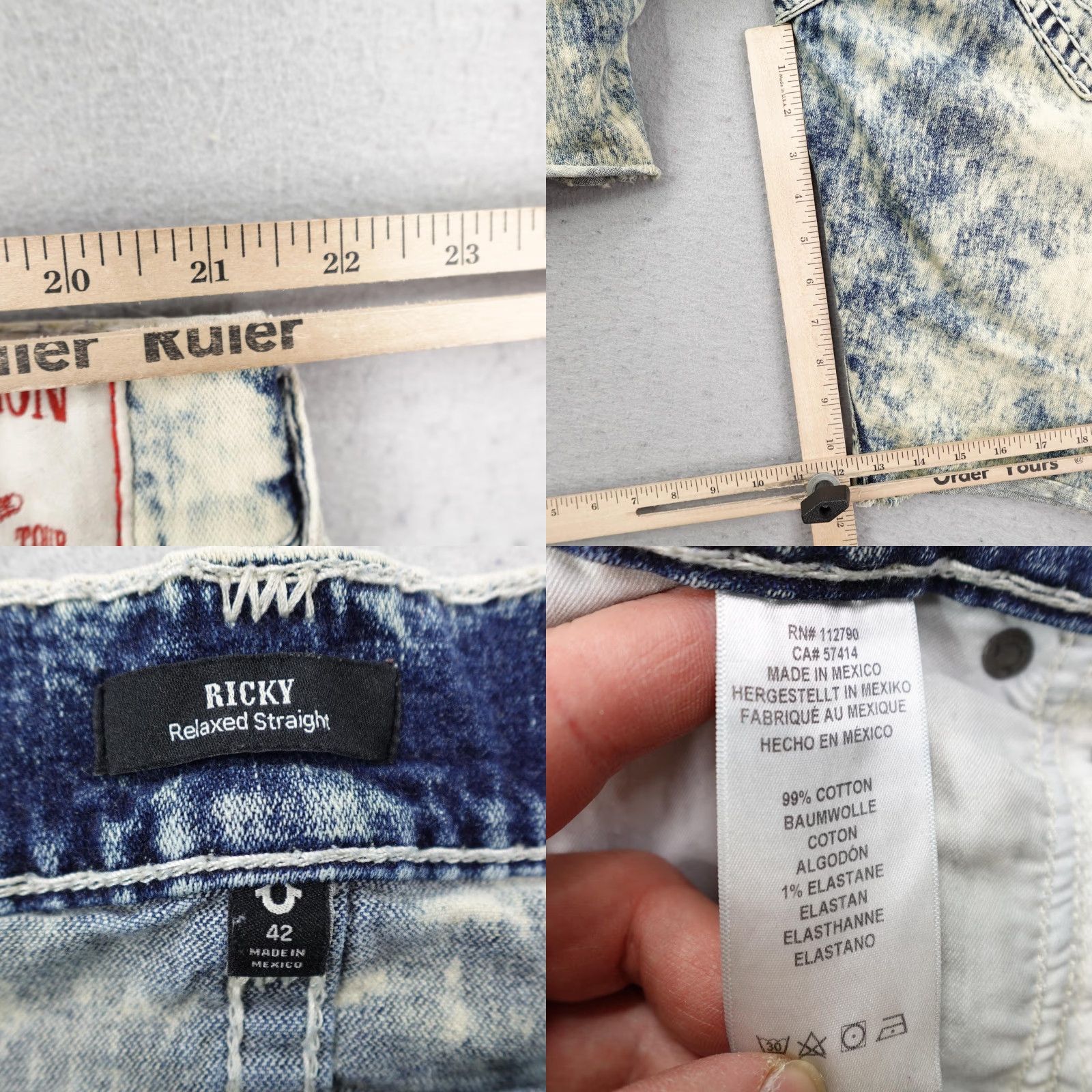 True Religion True Religion Shorts Mens 42 Blue Denim Jean Ricky Flap Super T Fray Bleach Dye Bermuda Size US 42 / EU 58 - 8 Thumbnail